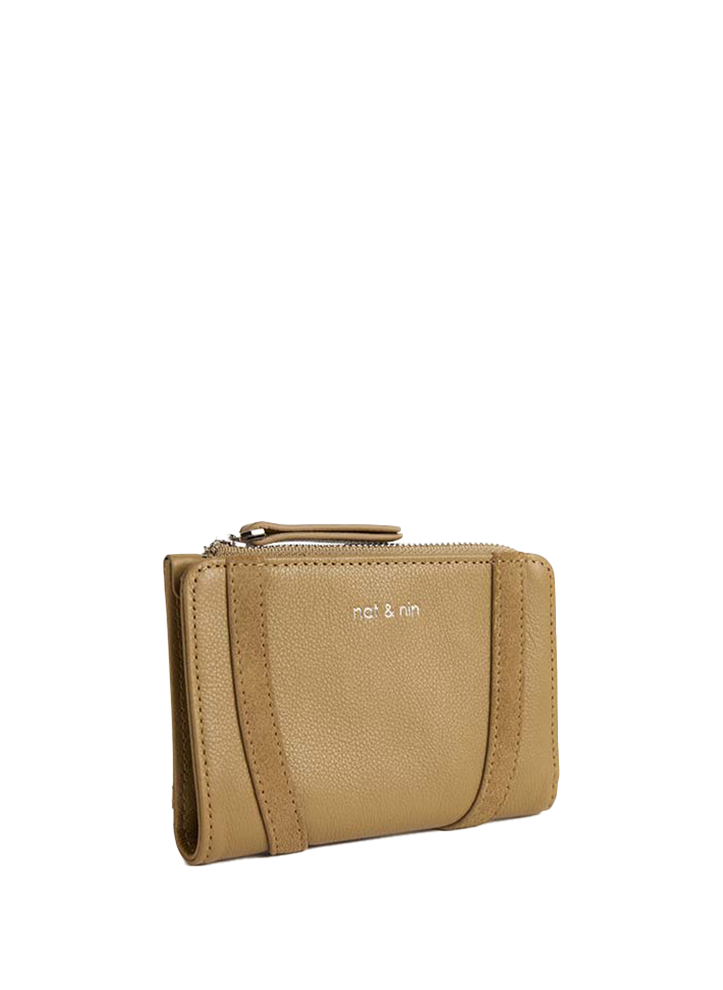 Compact leather wallet NAT & NIN Beige