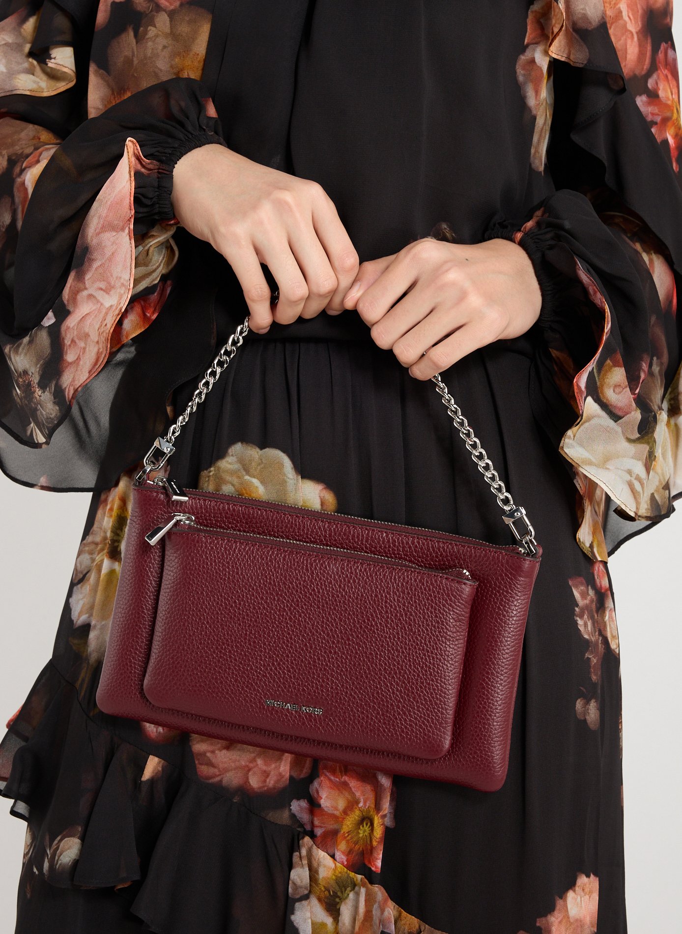 Jet Set Cow Leather Crossbody Bag MICHAEL KORS Red