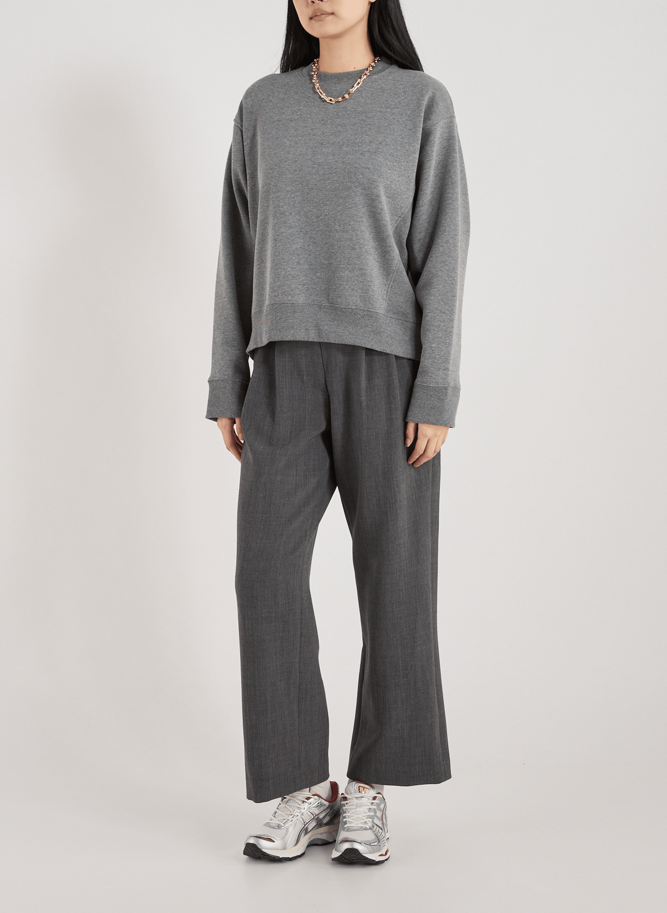 Oversized round neck sweater TOPSHOP Grey