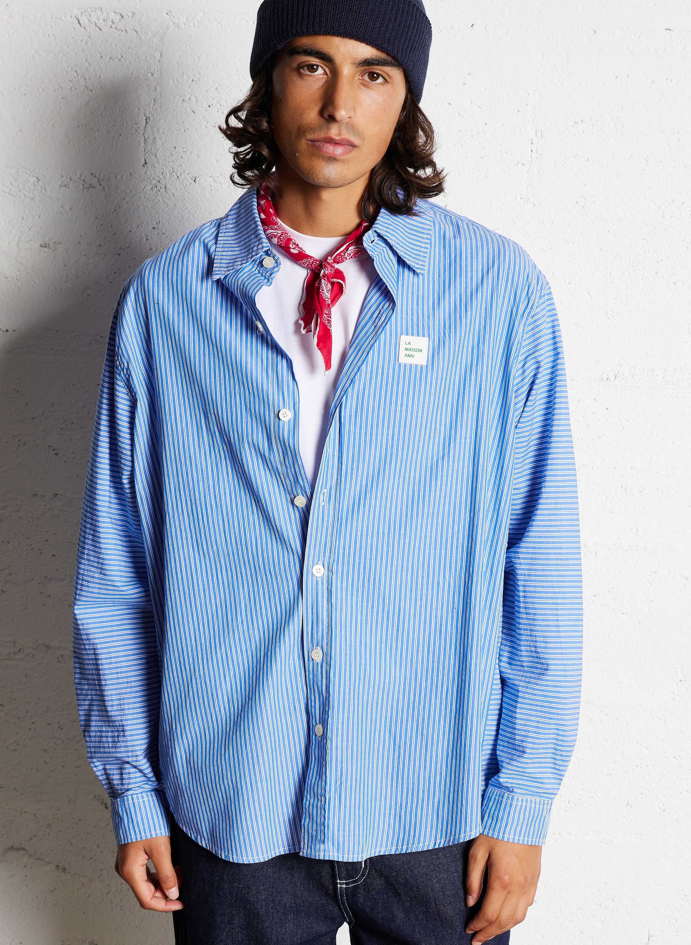 Chemise oversize rayée en coton zatybay AMERICAN VINTAGE Bleu