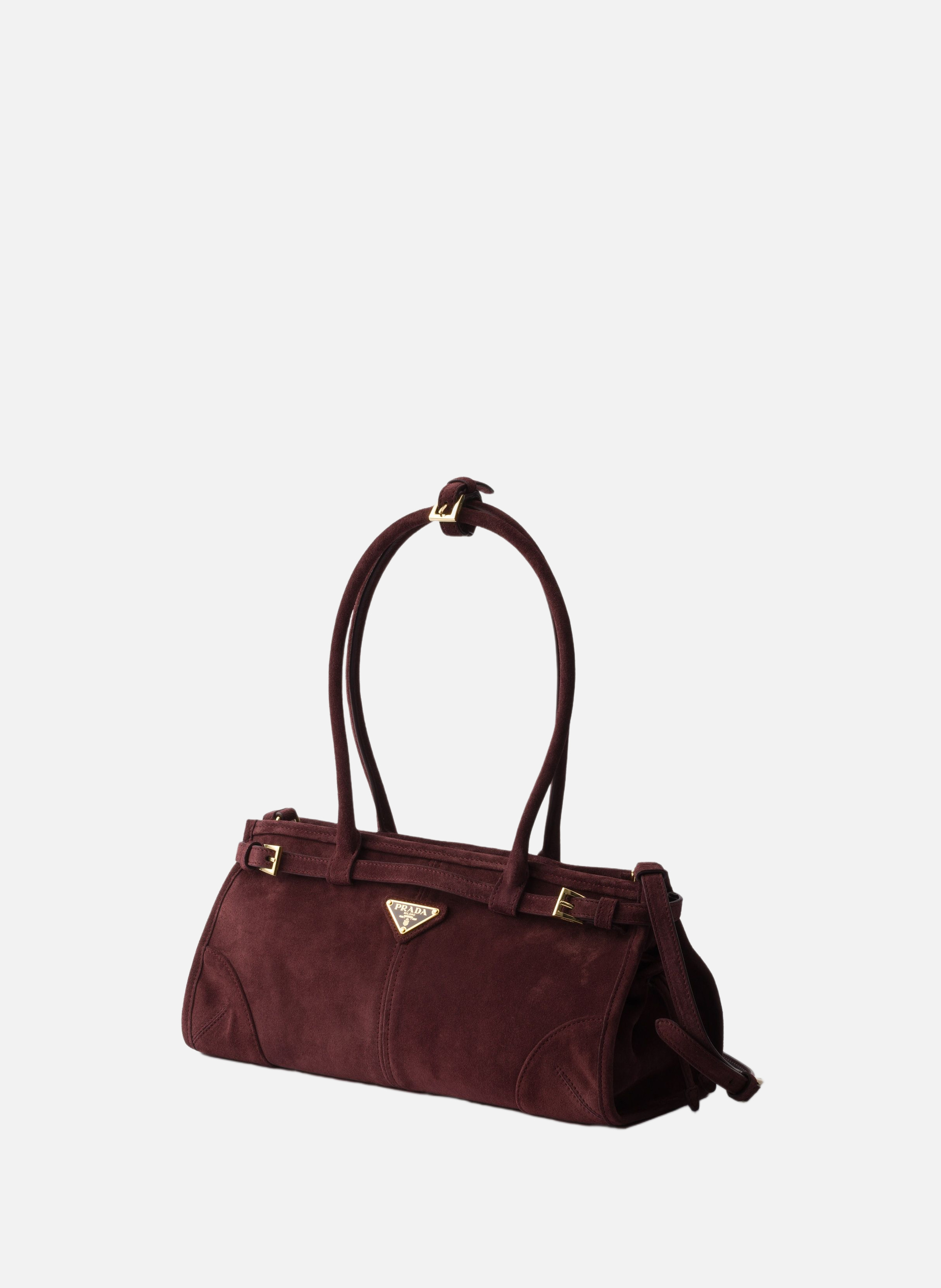 Sac à main prada bonnie en veau velours PRADA Rouge