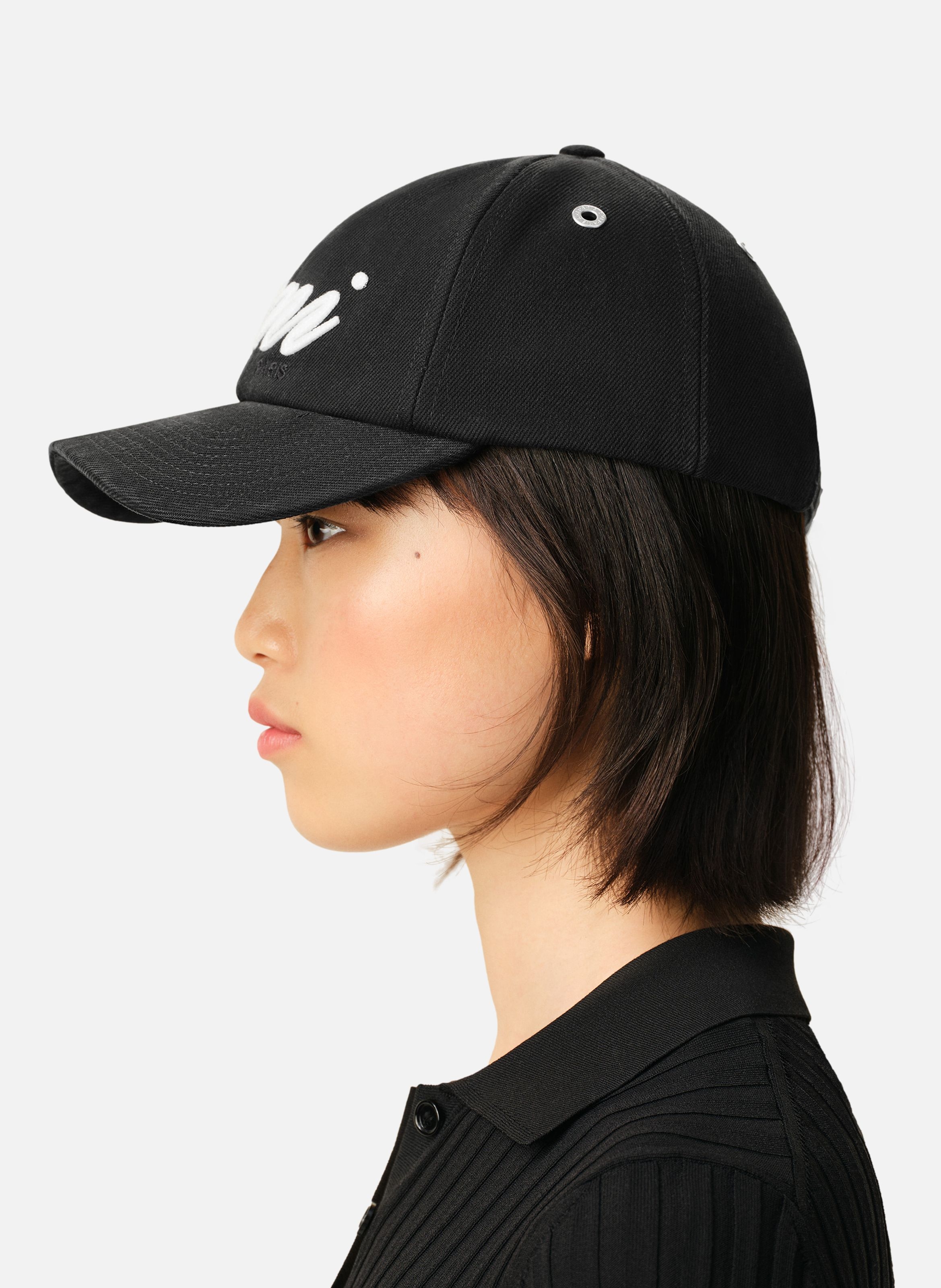 Casquette empiècement feutré ami unisexe en coton AMI PARIS Noir