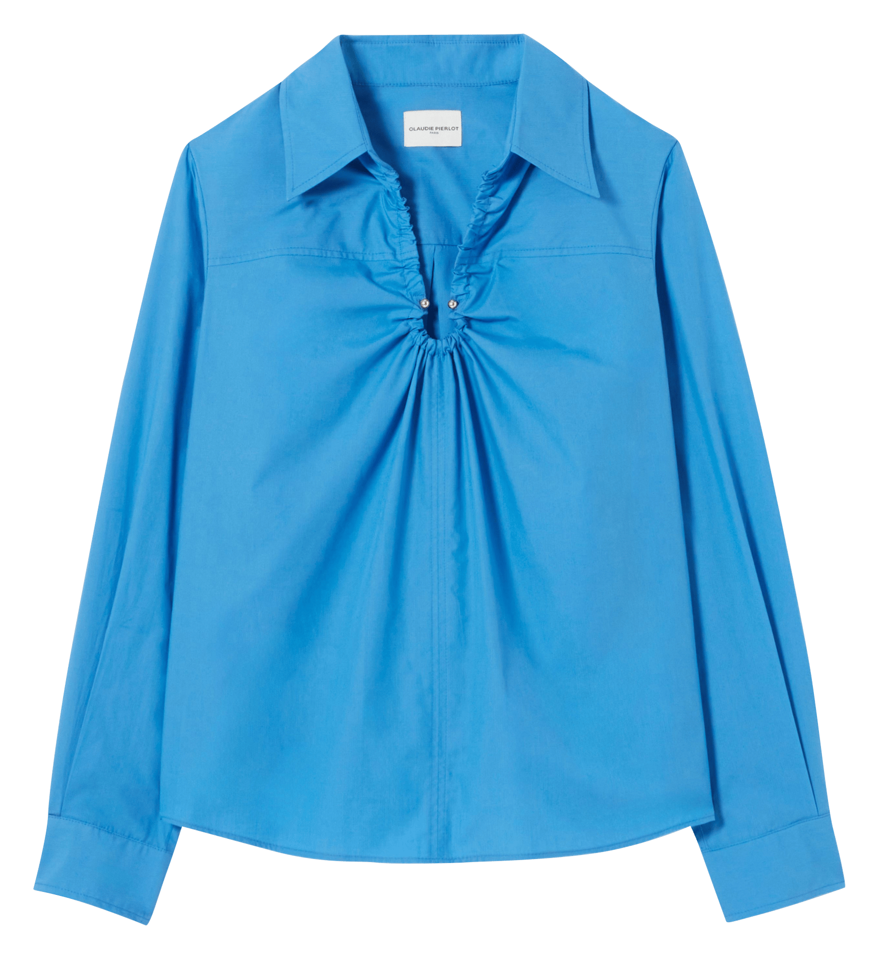 Blouse col v en coton CLAUDIE PIERLOT Bleu