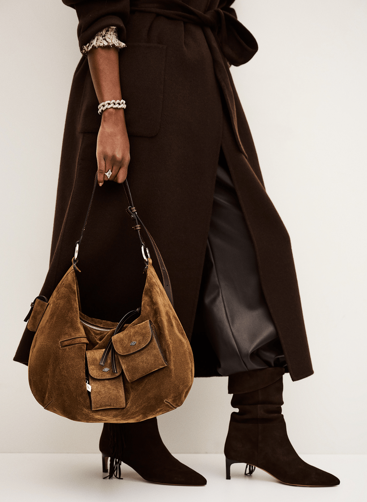 Sac porté épaule en cuir arya m BA&SH Marron