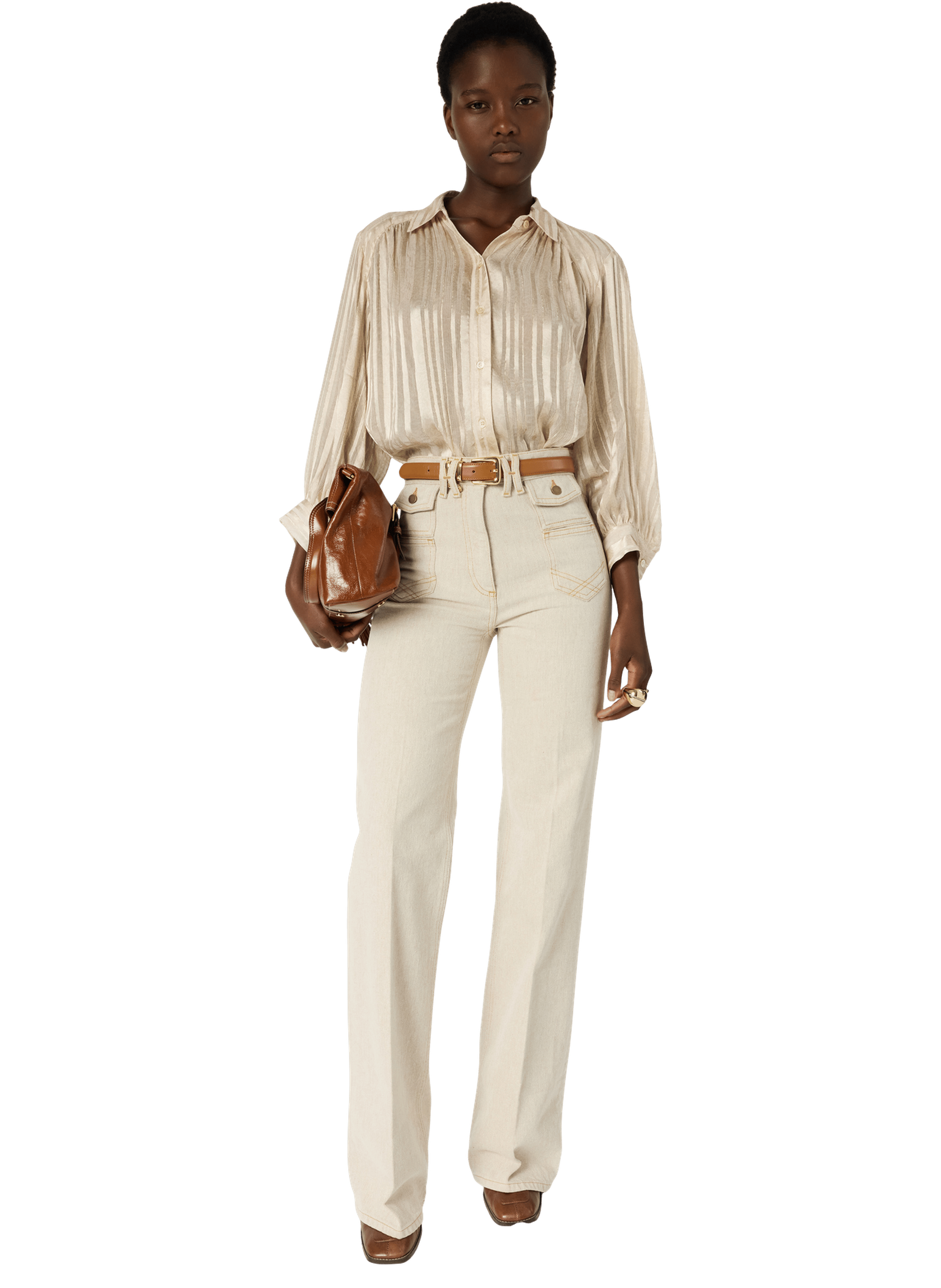 Chemise fluide à rayures et jacquard - crina GERARD DAREL Beige