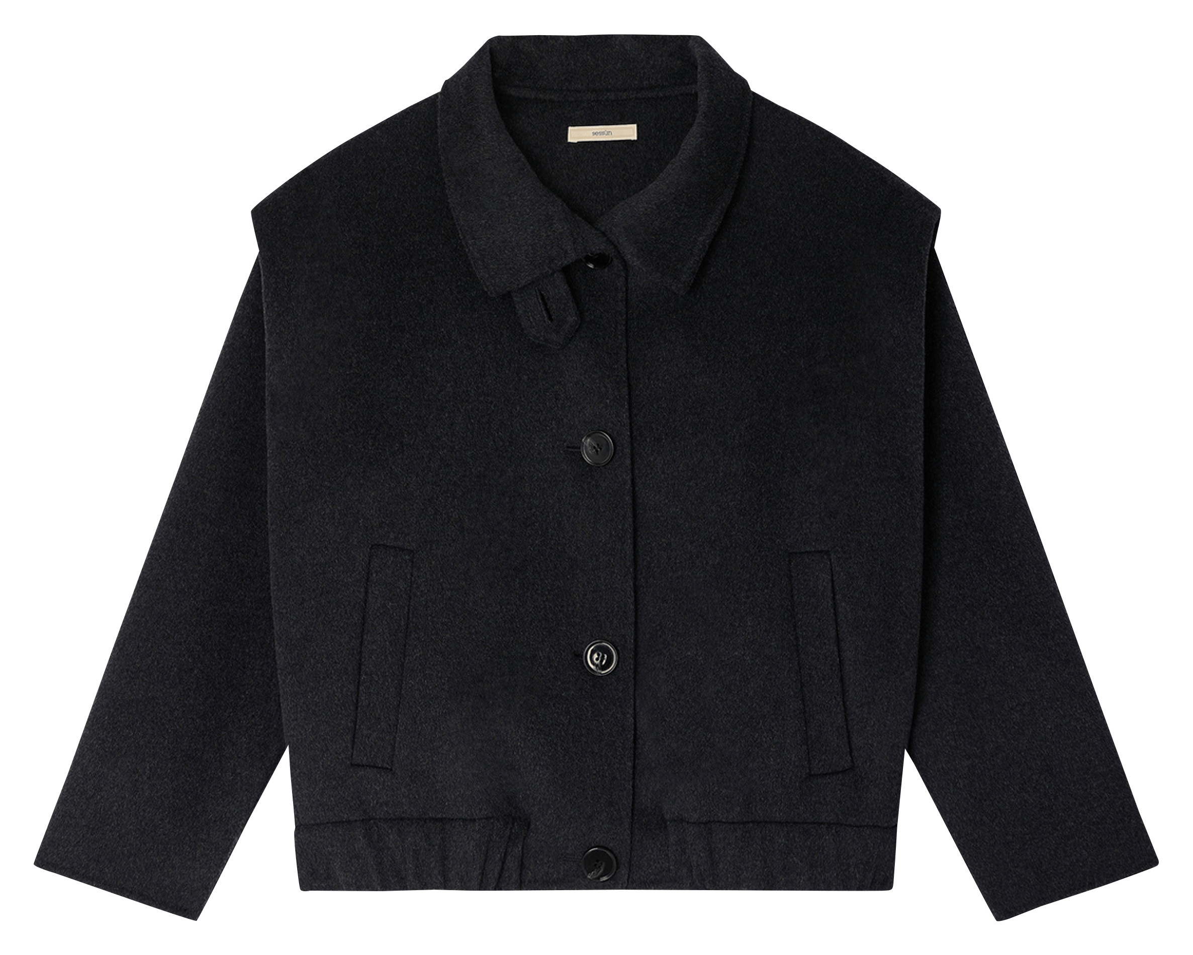 Manteau court élastiqué à plis en laine mélangée SESSUN Gris