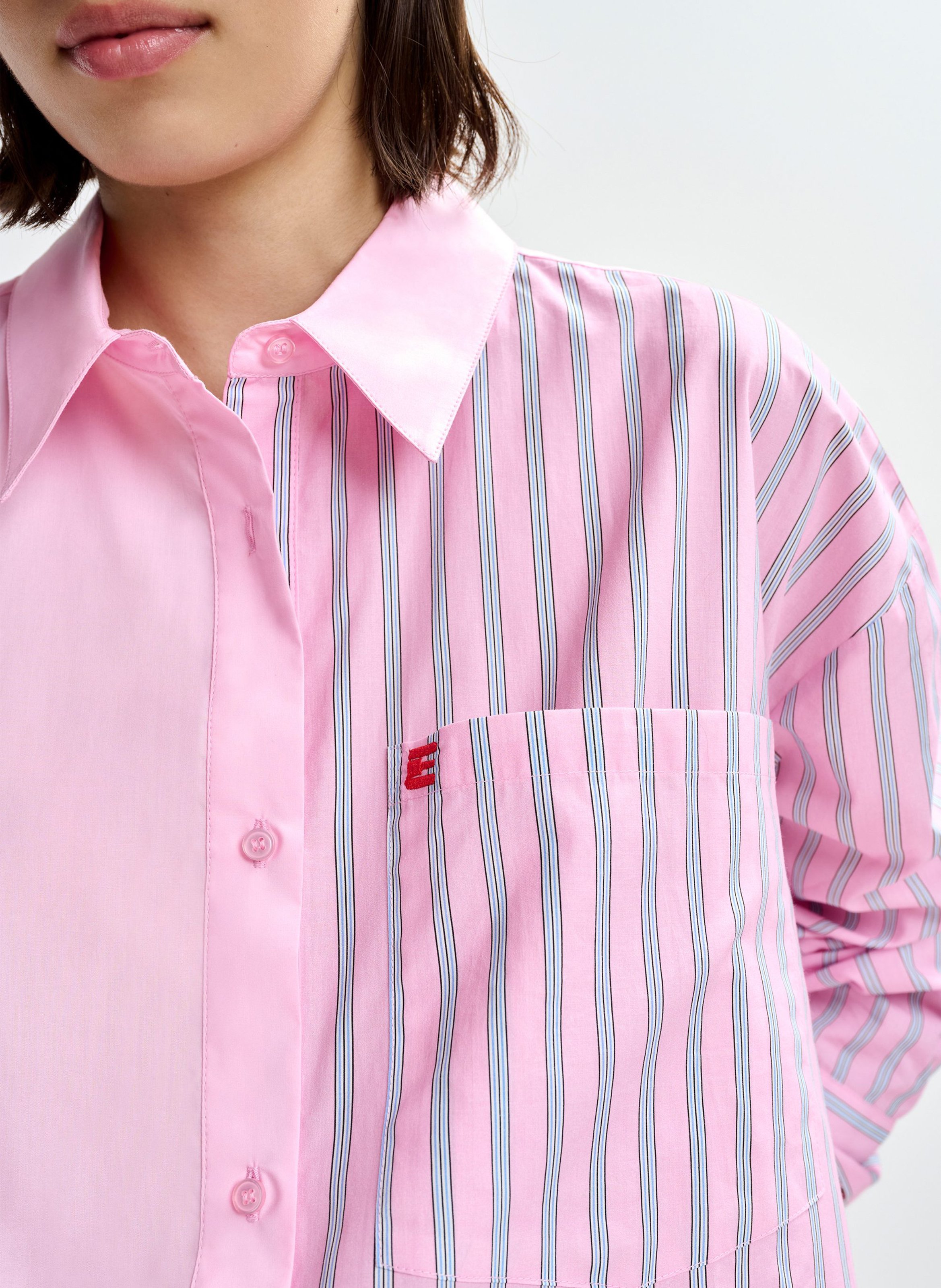 Chemise oversize col classique en coton rayé Jolivia ESSENTIEL ANTWERP Rose