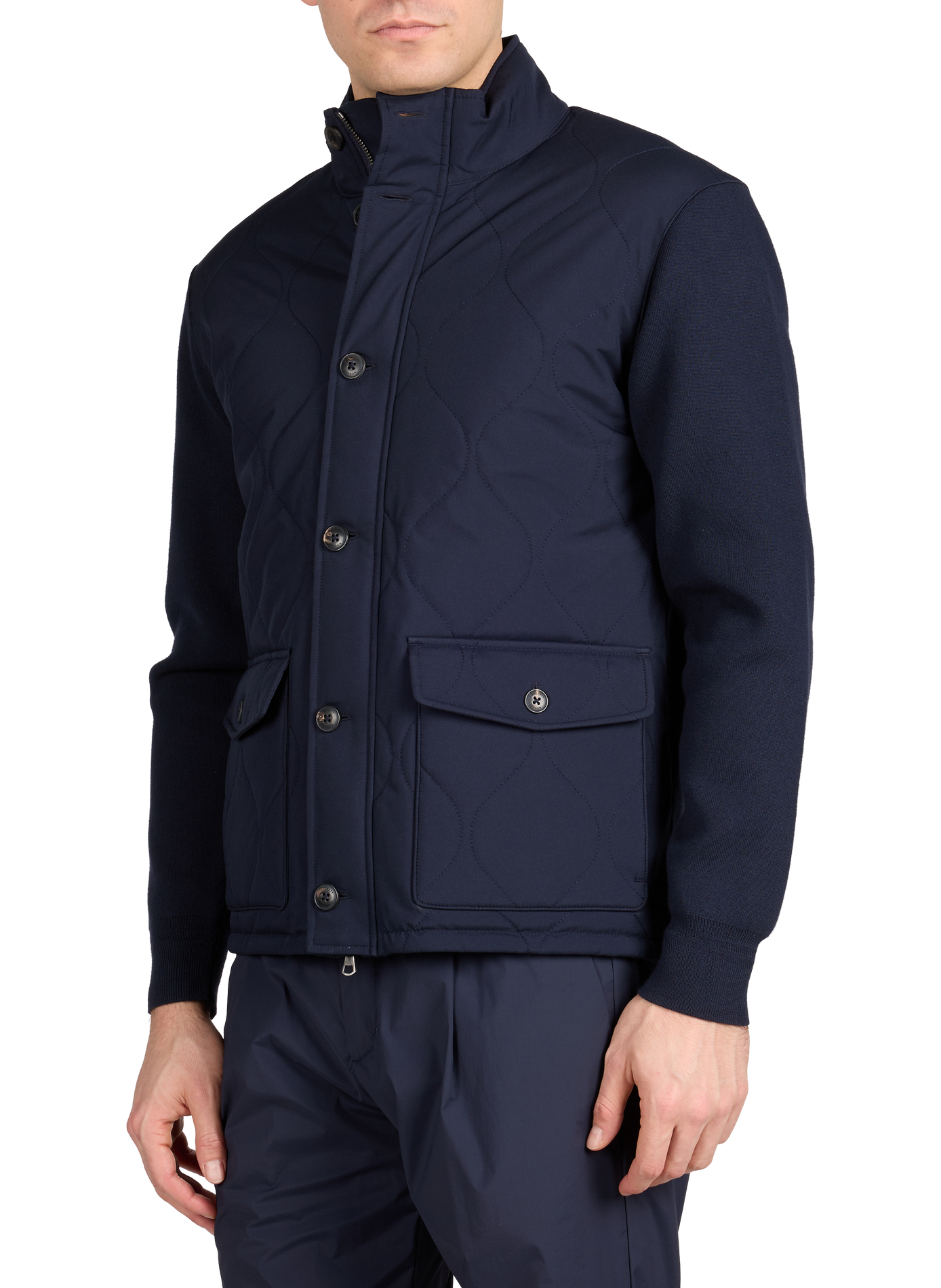 Blouson bi-matière en laine mérinos HACKETT Bleu