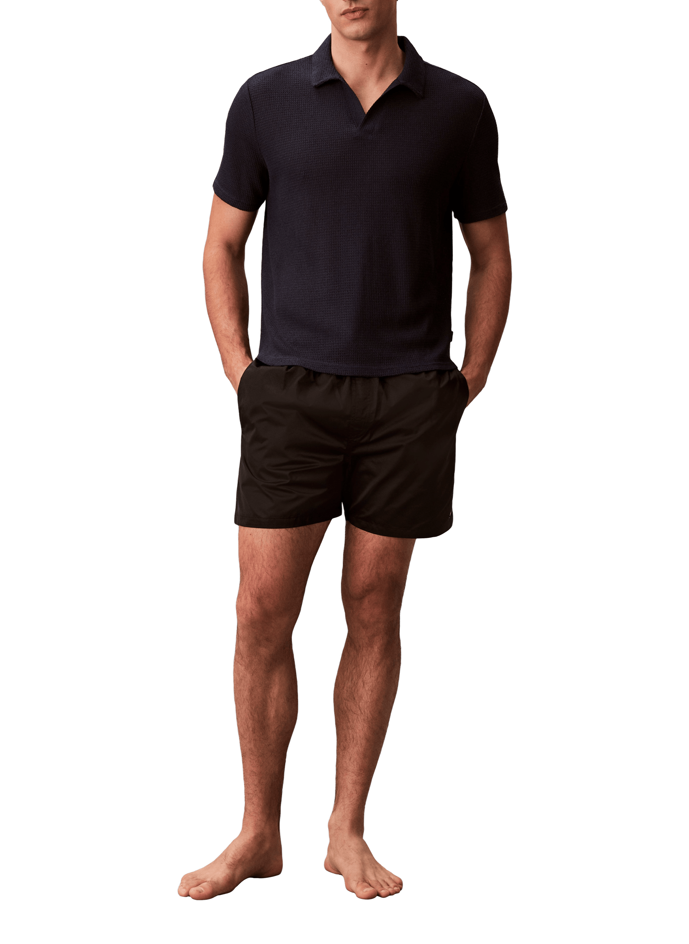 Polo droit manches courtes texturé Bleu