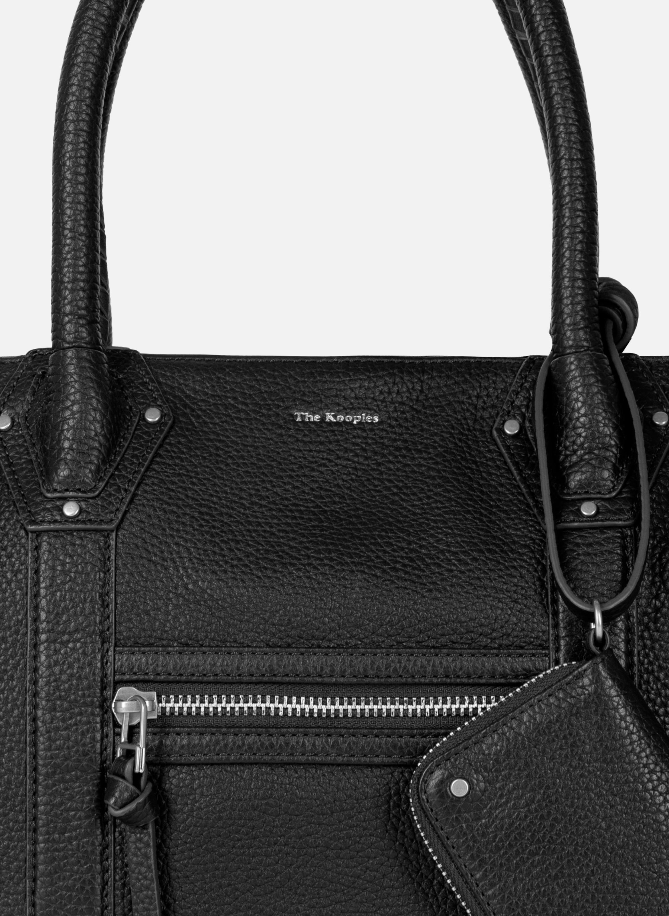 Sac cabas froncé en cuir grainé THE KOOPLES Noir