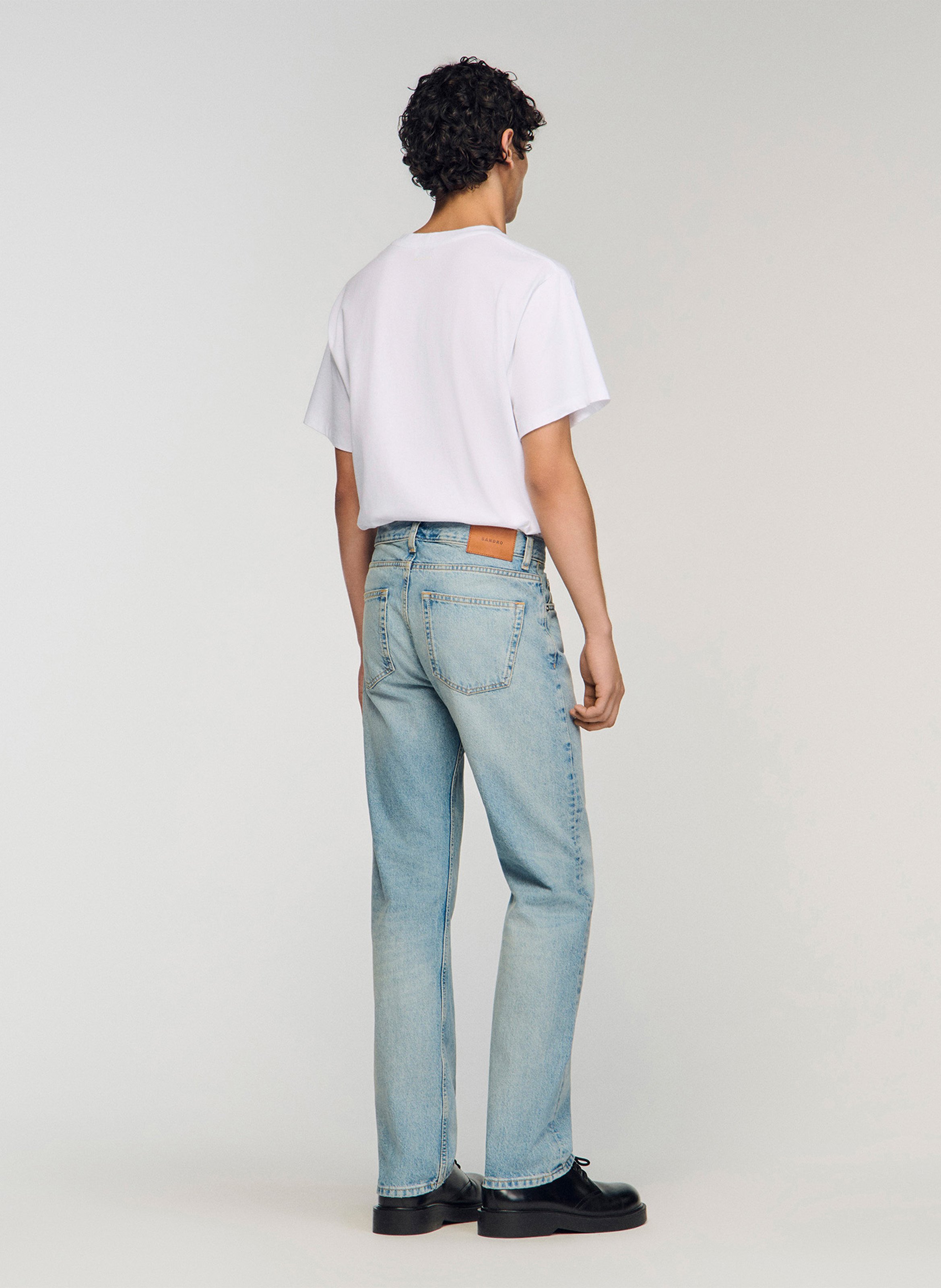 Jean droit en coton SANDRO Bleu