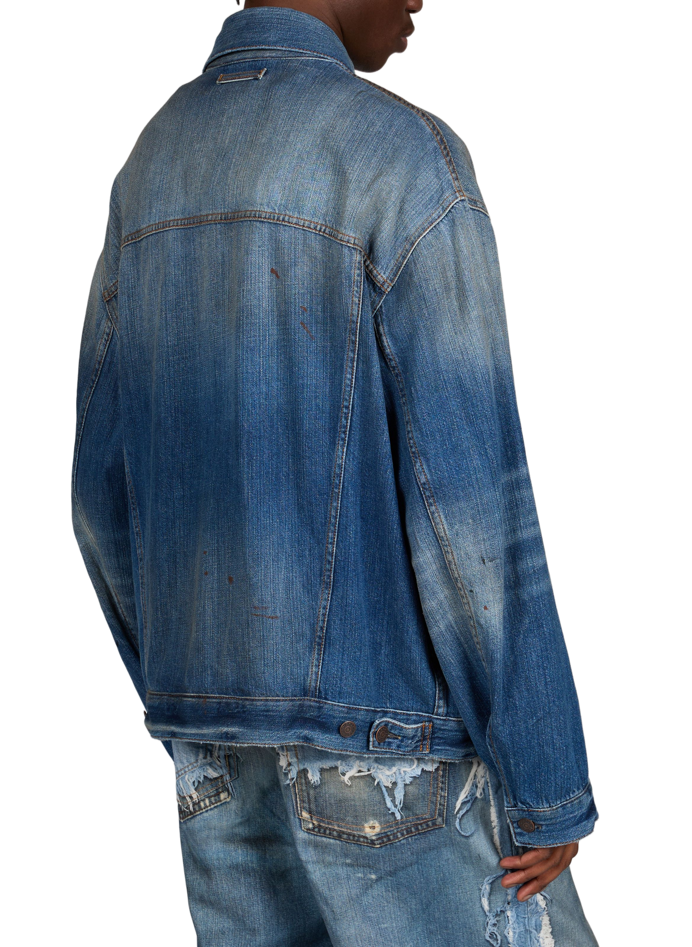 Veste droite en denim de coton organique ACNE STUDIOS Bleu