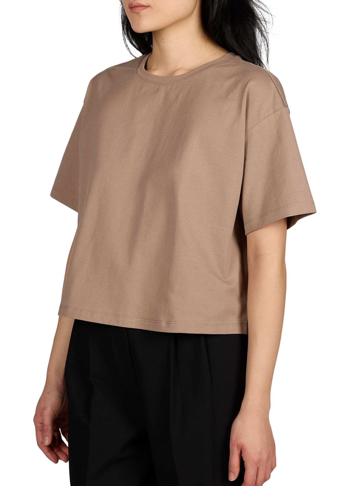 Short-sleeved straight cut cotton Leana T-shirt MSCH Brown