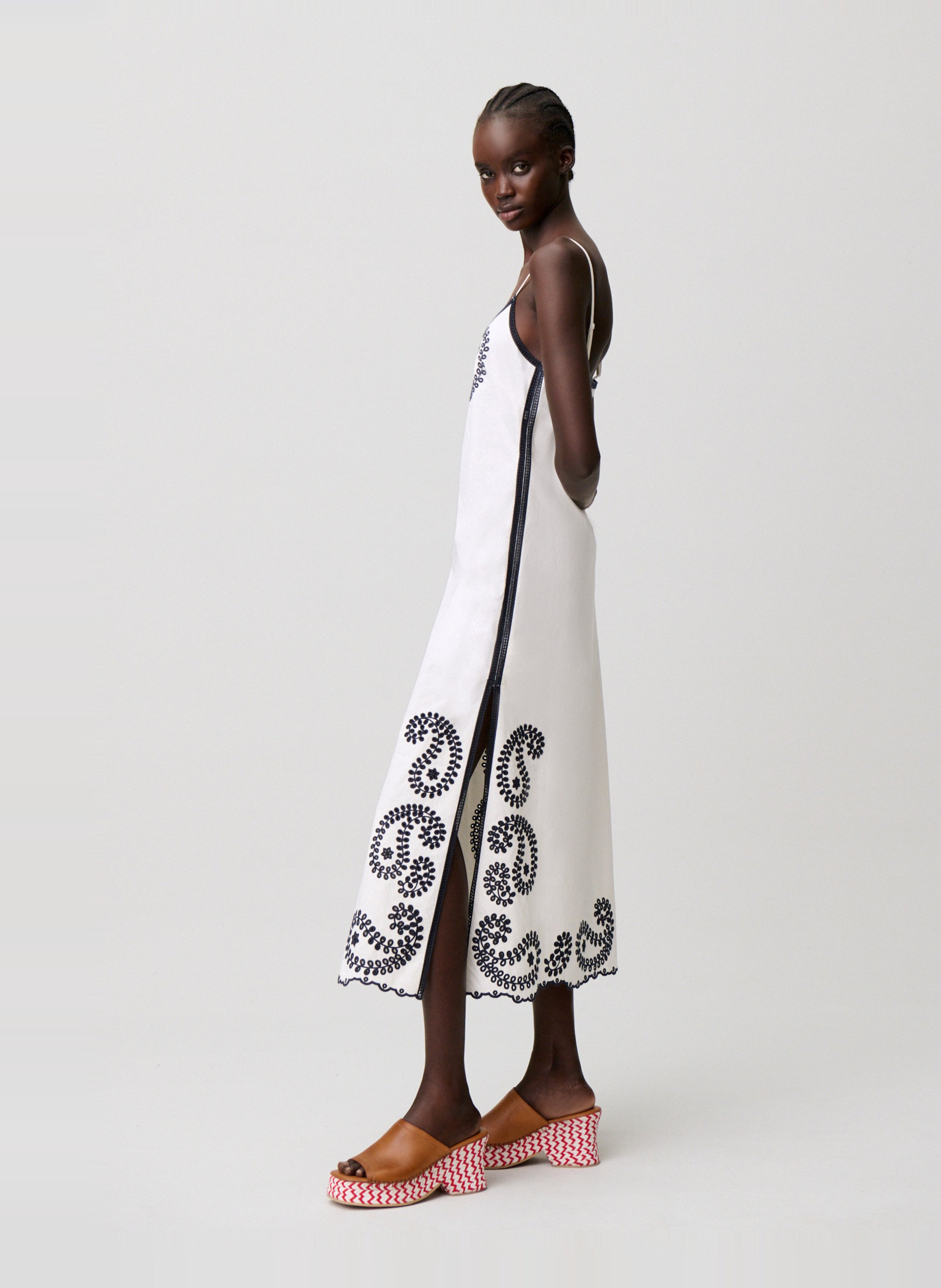 Robe lidi col v en coton mélangé CLAUDIE PIERLOT Multicolore