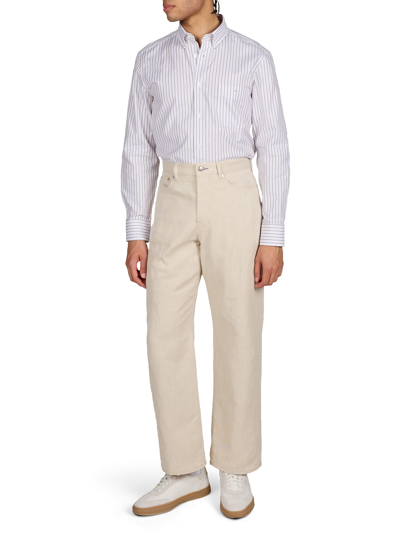 Chemise col américain à rayures en coton EDEN PARK Rose