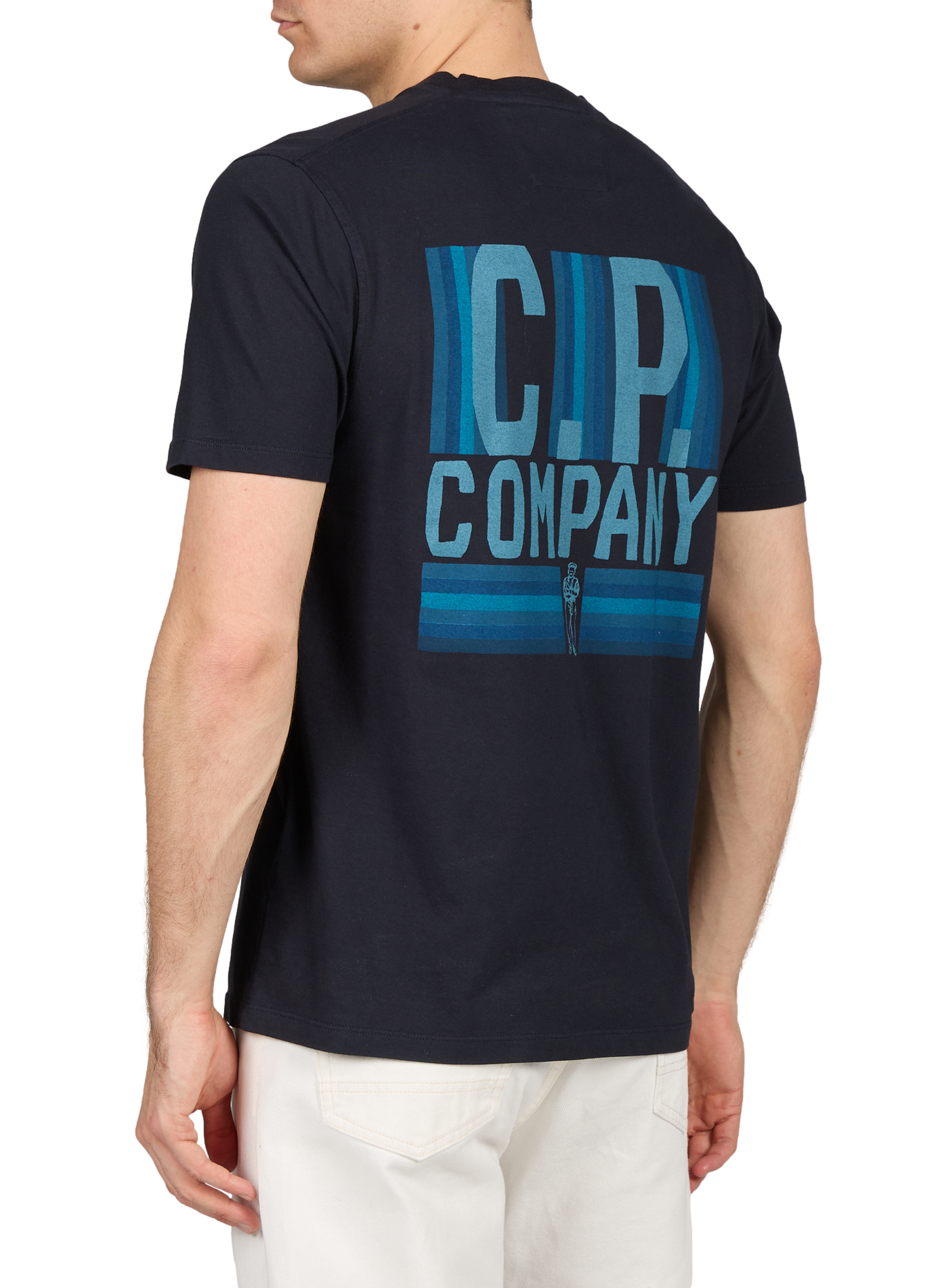 T-shirt imprimé col rond en coton CP COMPANY Bleu