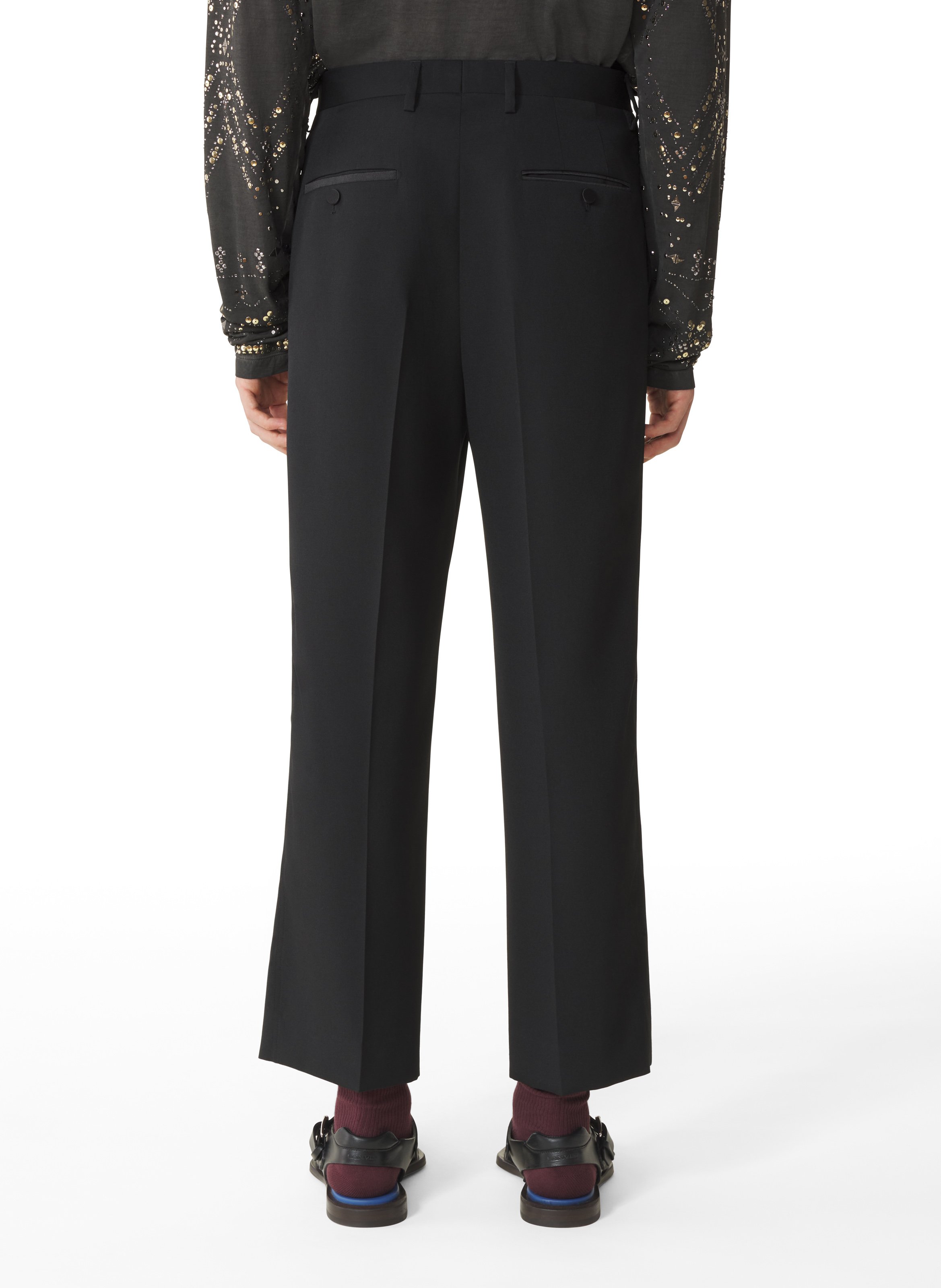 Pantalon droit en laine Noir