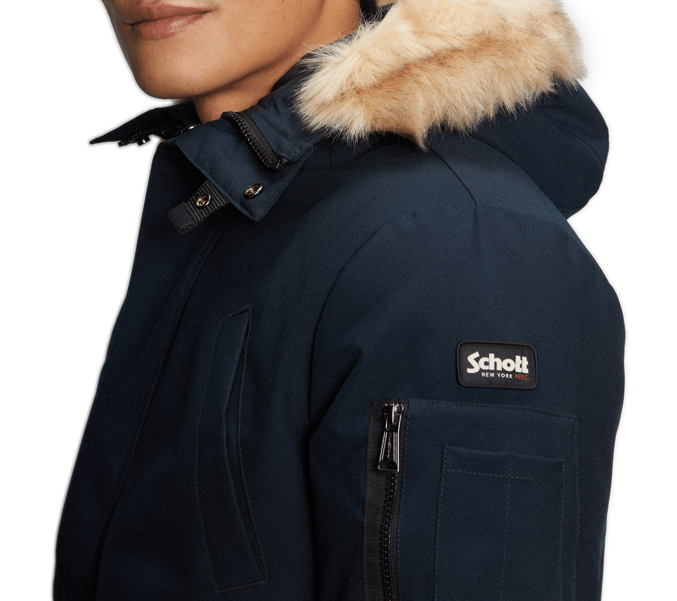 Manteau à capuche amovible SCHOTT Bleu