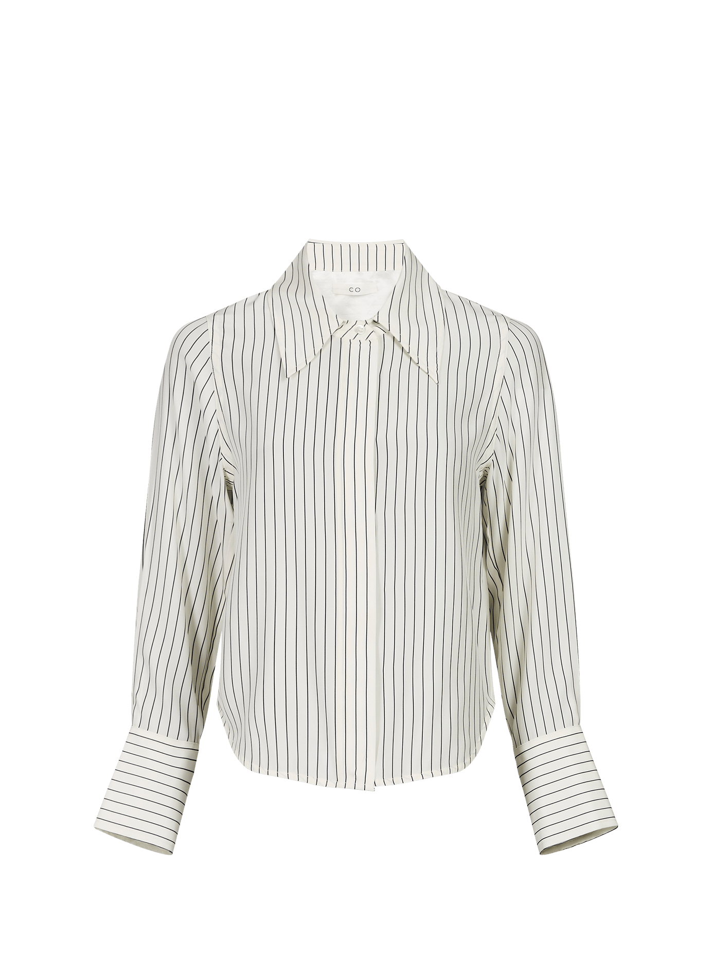 Long-sleeved silk striped shirt CO Beige