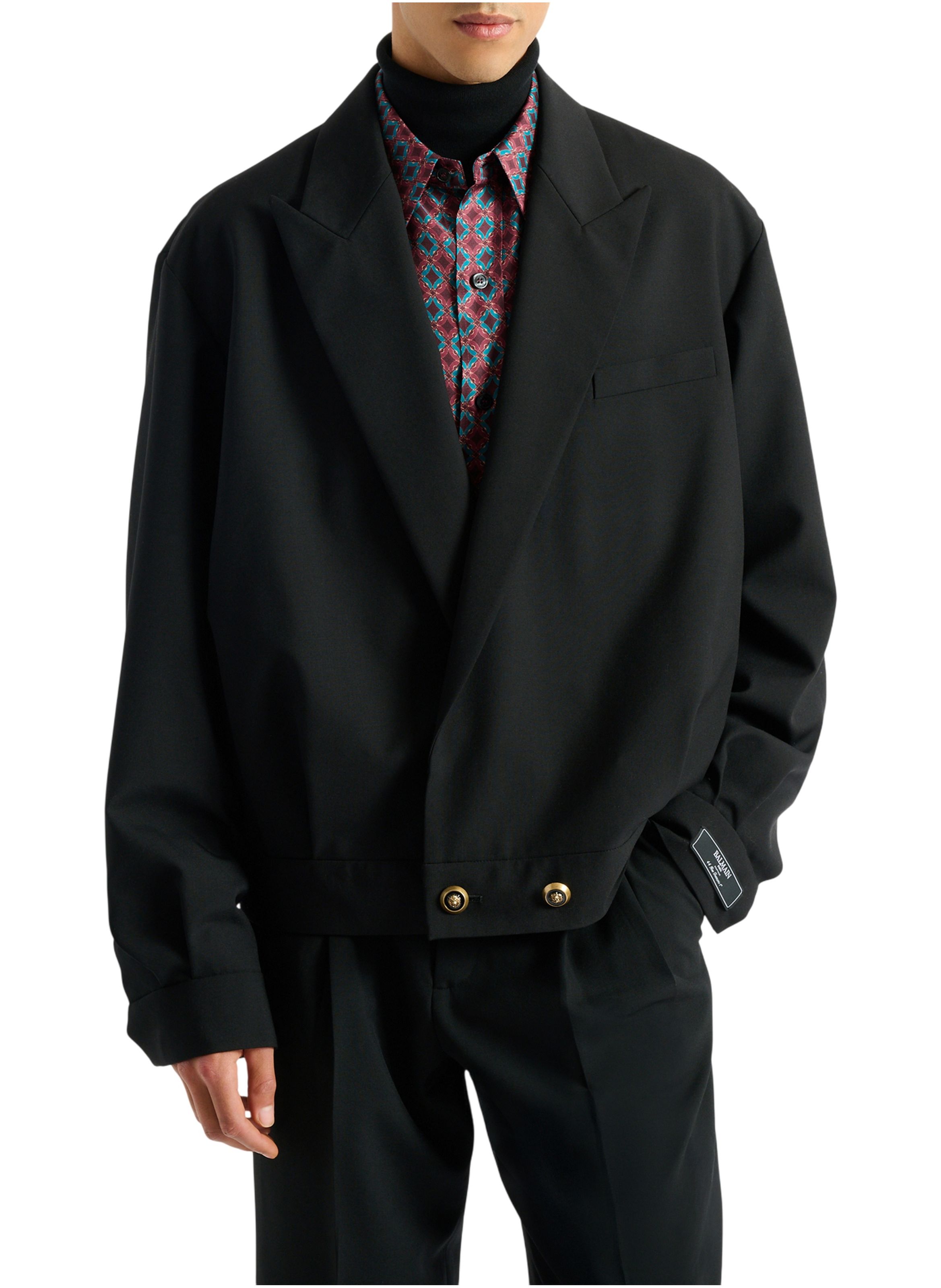 Veste 2 boutons en laine BALMAIN Noir