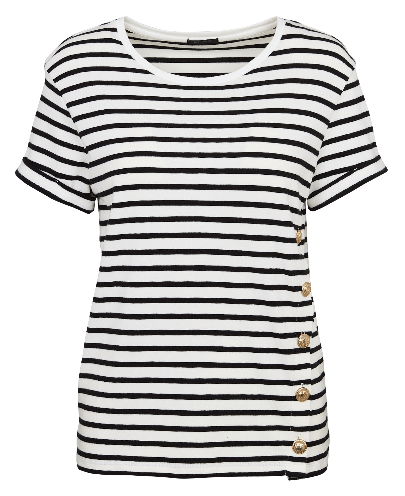 Tee-shirt droit col rond en coton IKKS Noir