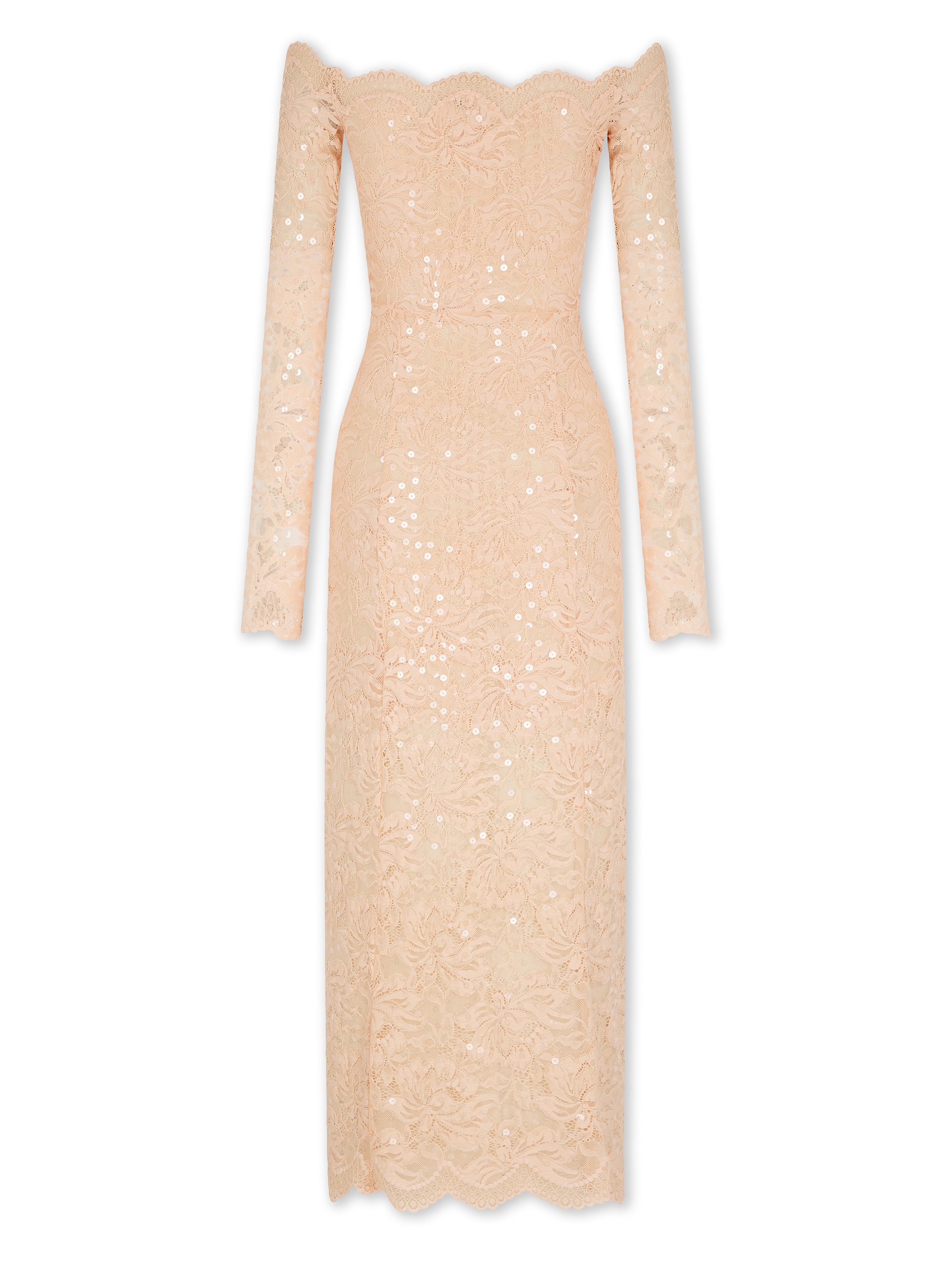 Robe midi en dentelle brodée RABANNE Rose