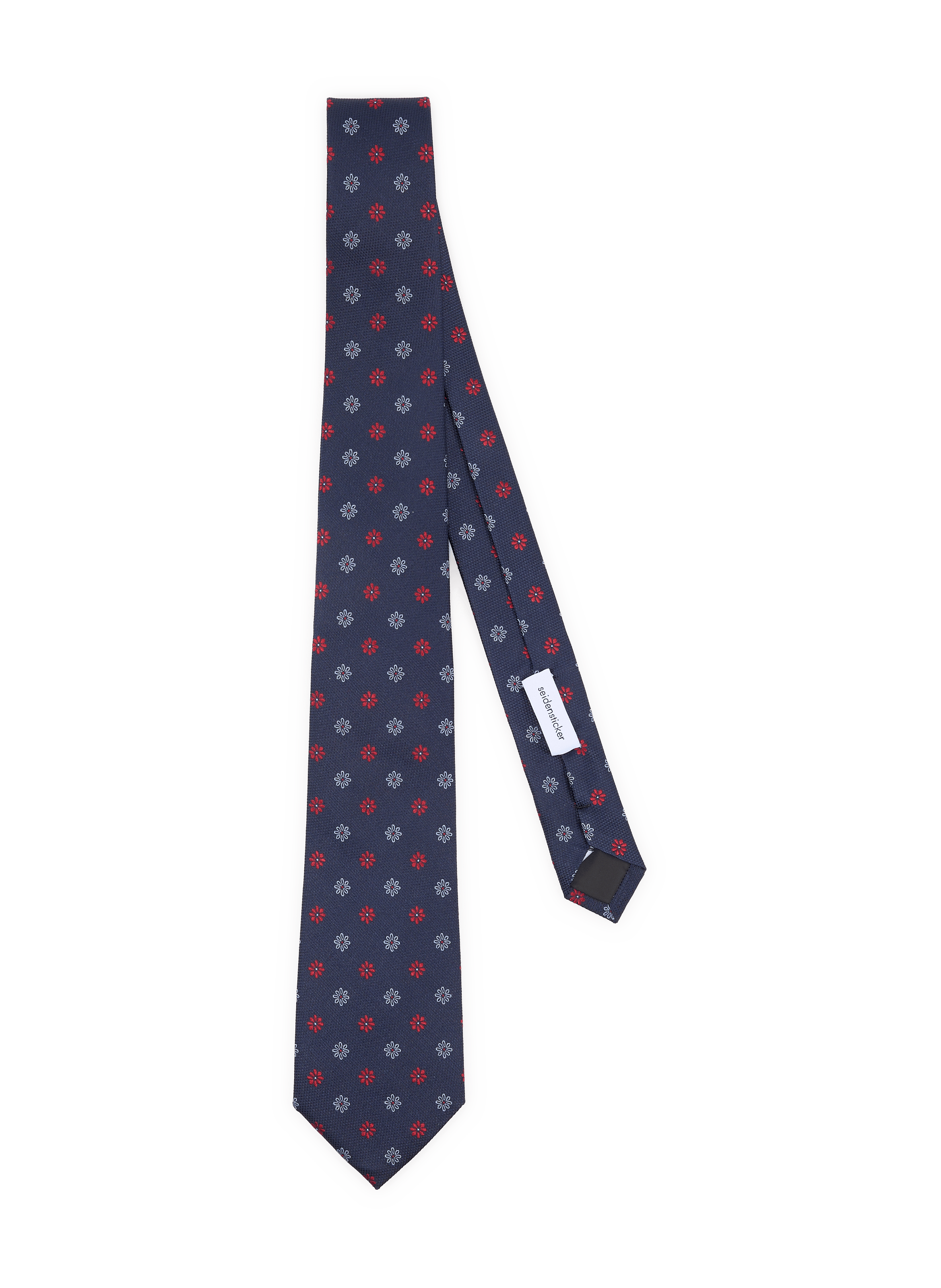 Tie with embroidered floral pattern in blended cotton SEIDENSTICKER Blue