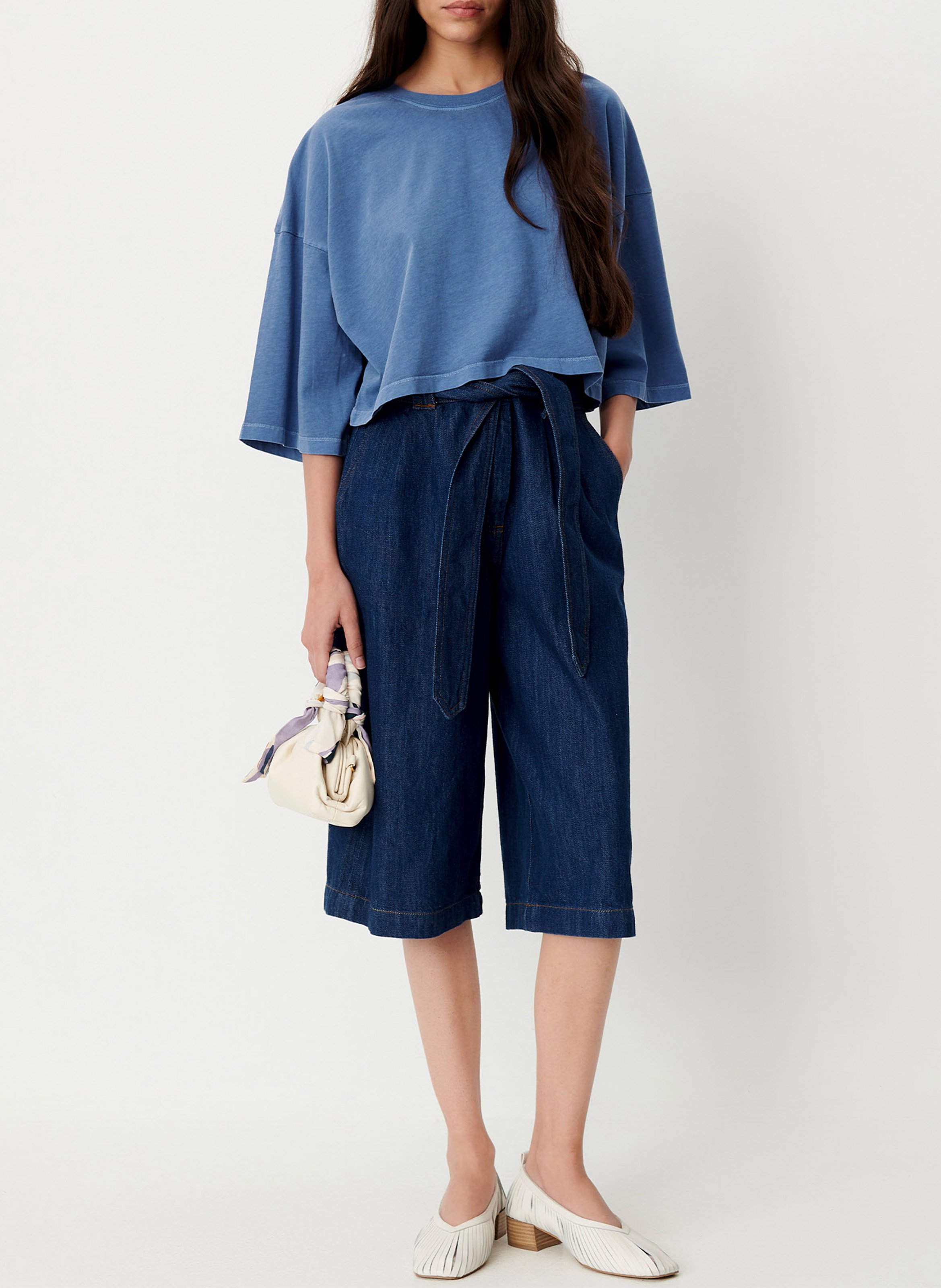 Tee-shirt oversize col rond en coton dario SESSUN Bleu