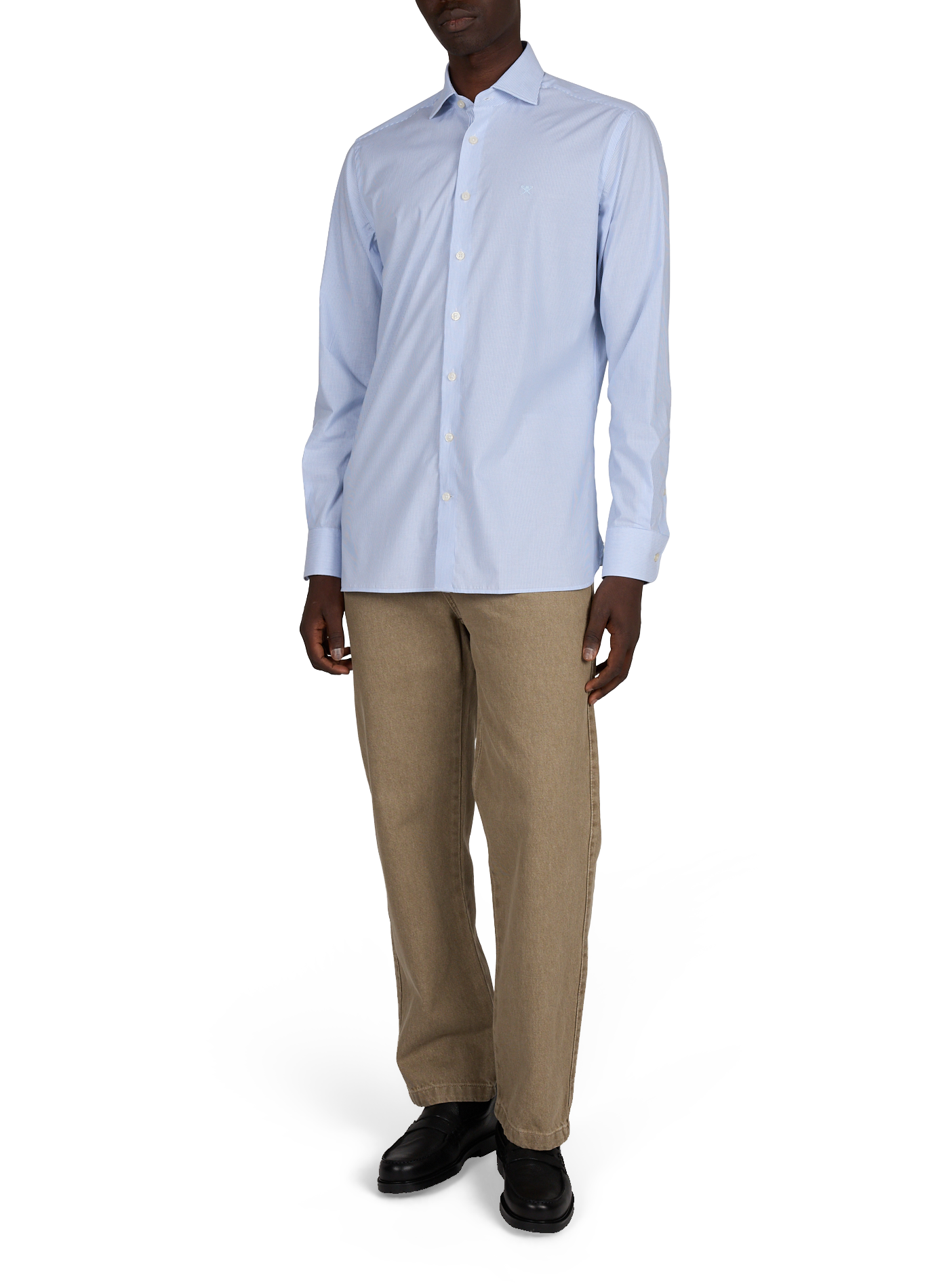 Chemise slim à rayures en coton HACKETT Bleu