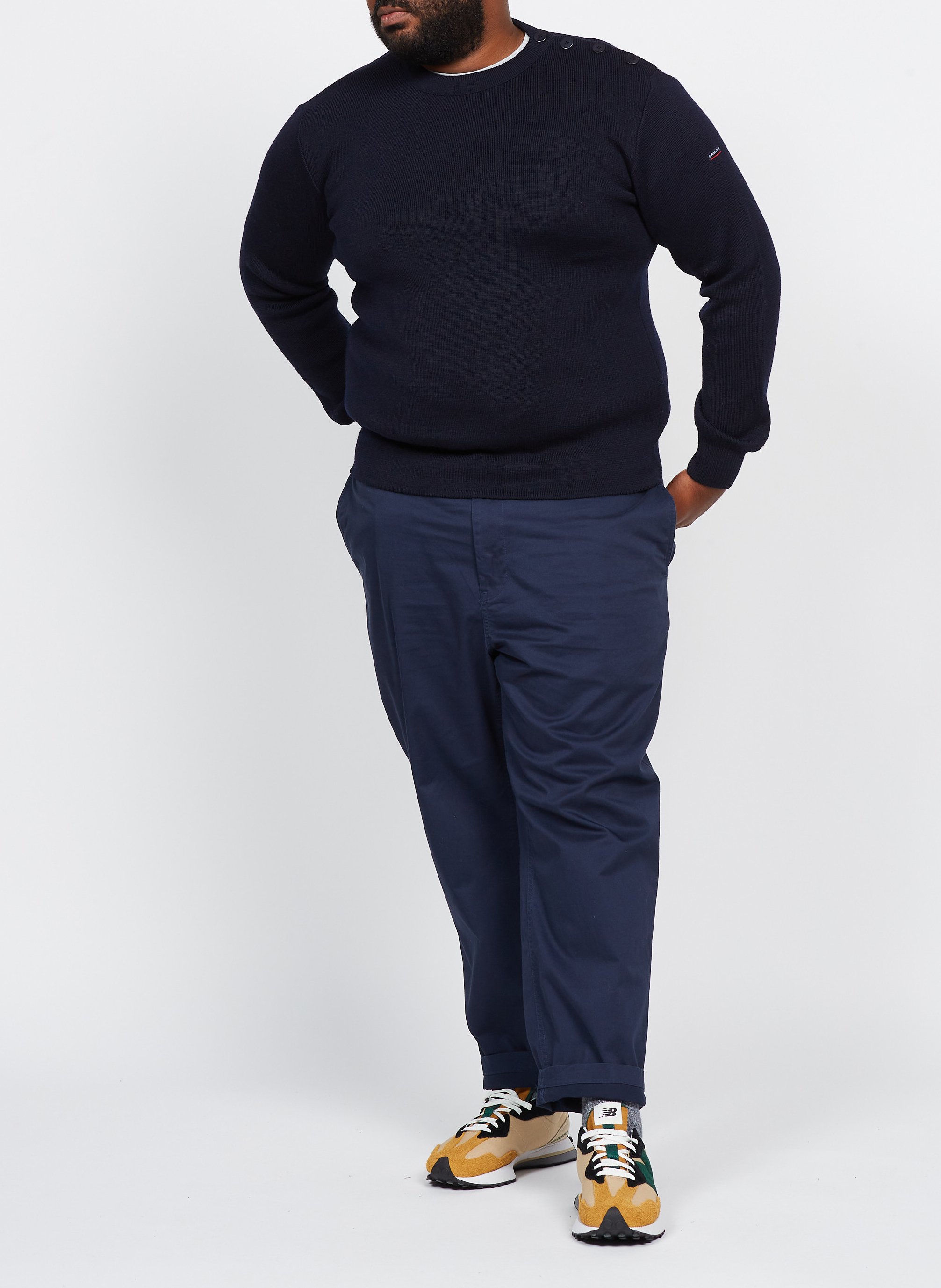 Pull col rond regular-fit en laine | Bleu ARMOR-LUX Homme