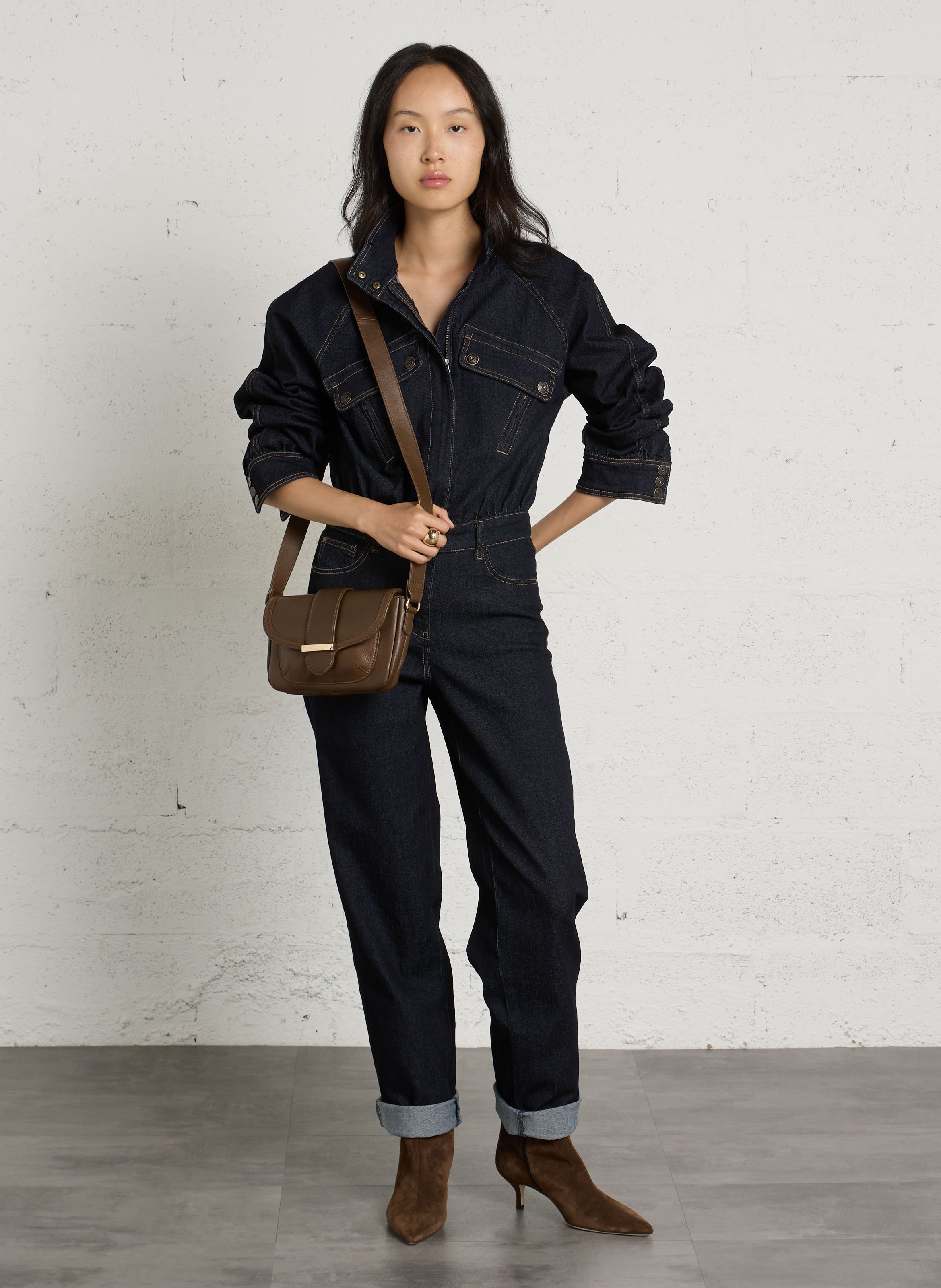 Sac bandoulière en cuir de vache marcel MAISON 123 Kaki