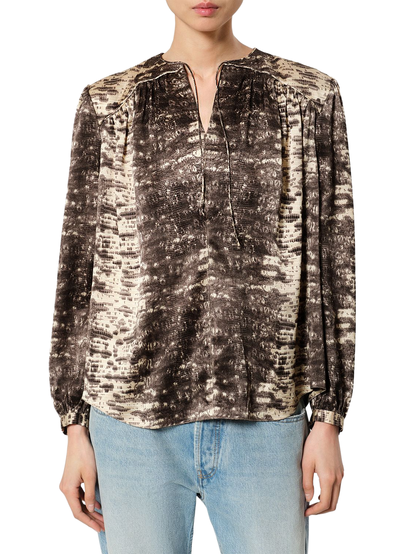 LARAYA blouse in printed silk satin ISABEL MARANT Beige