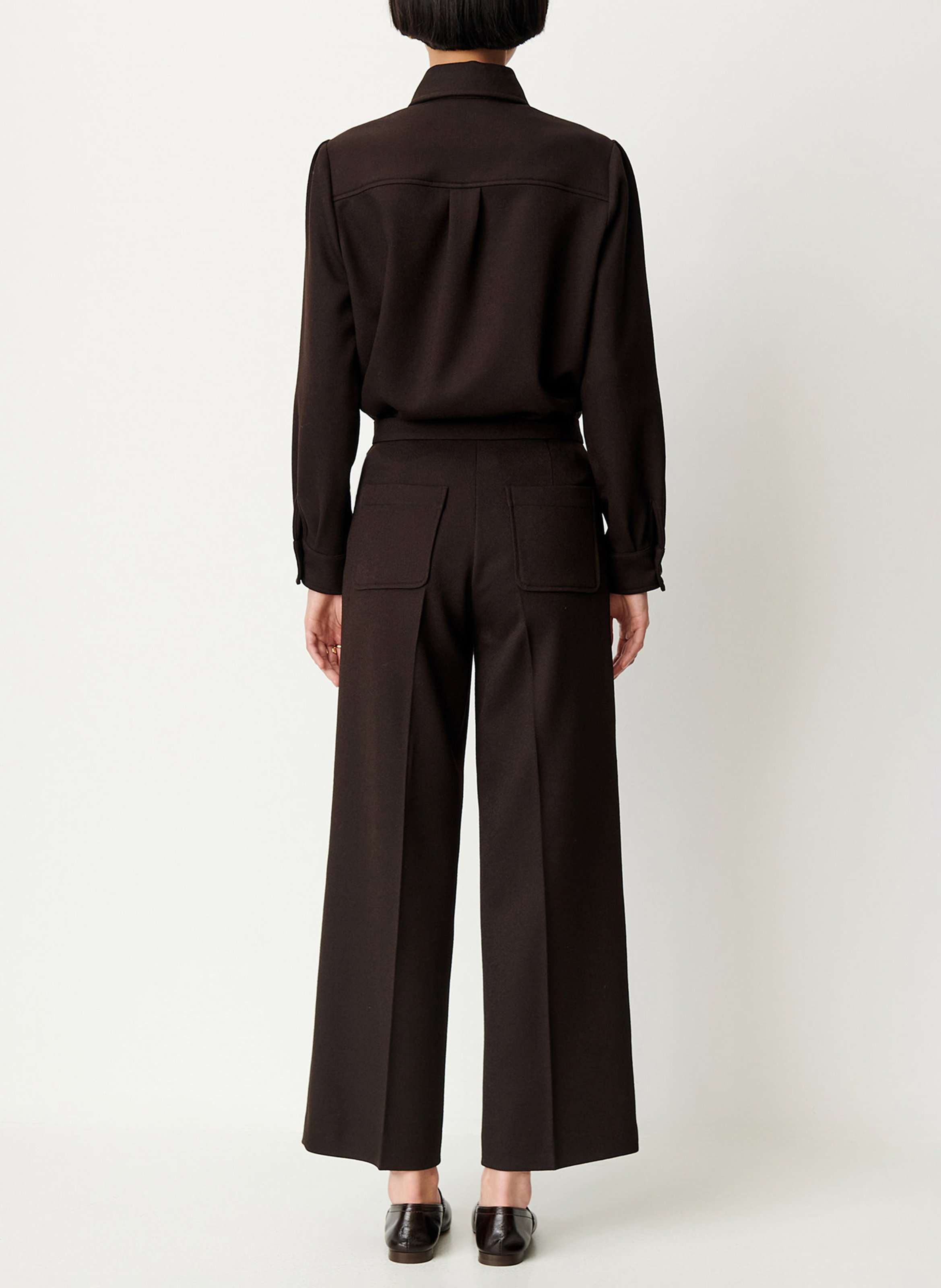 Pantalon droit à plis marqués alberwool SESSUN Marron