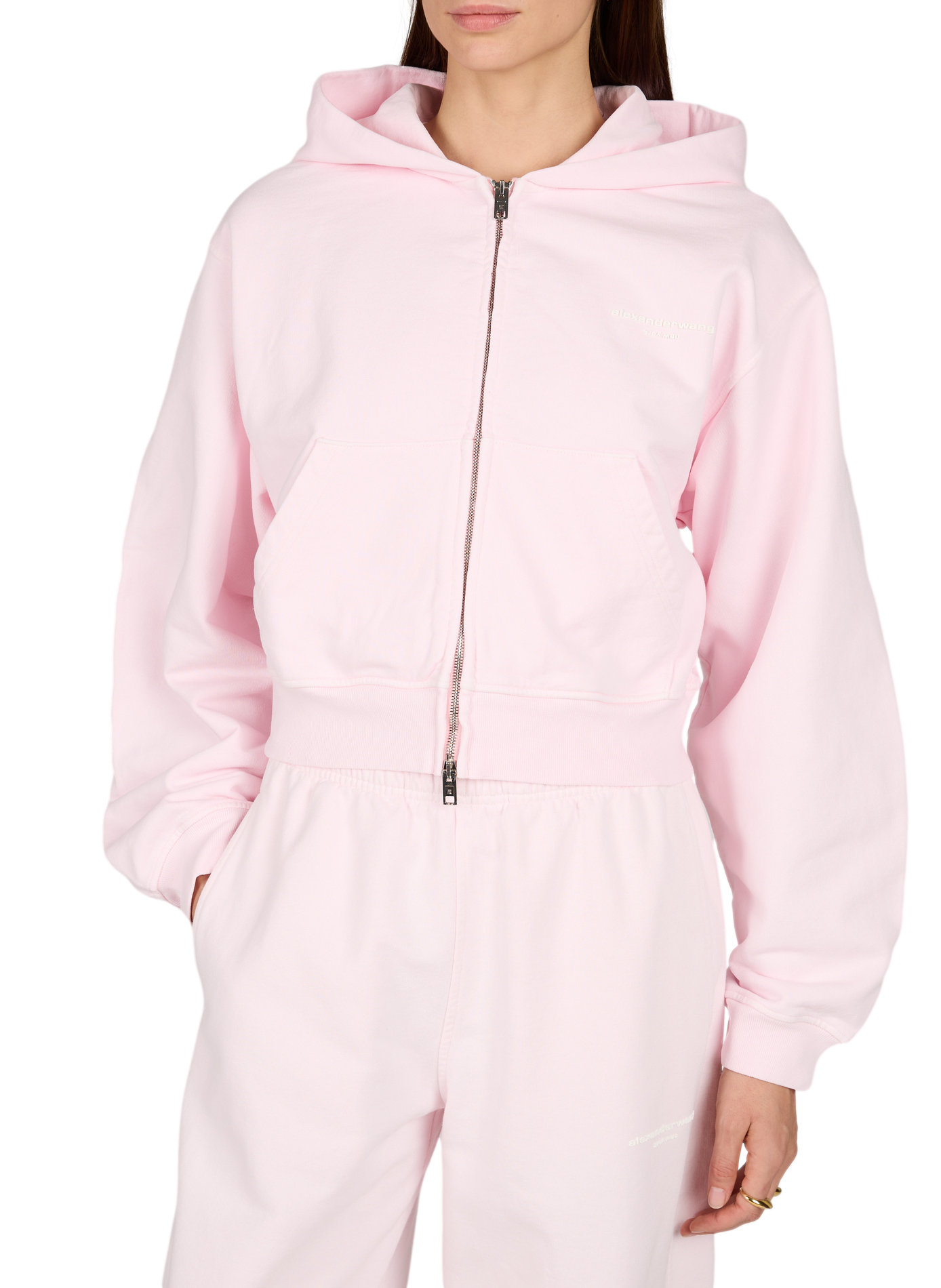 Cotton Blend Hoodie ALEXANDER WANG Pink