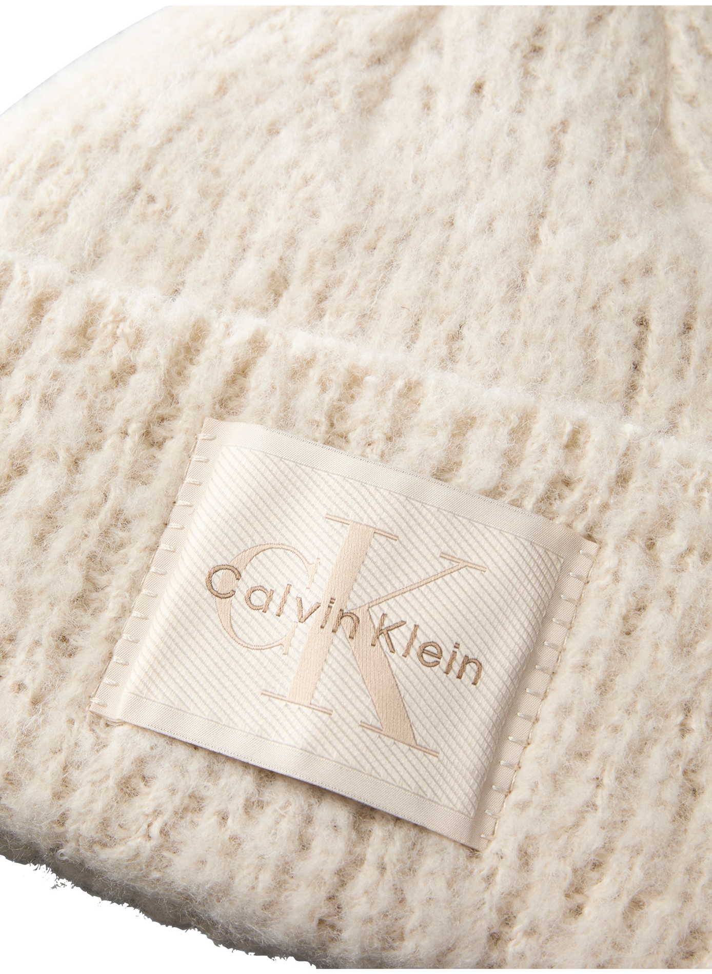 Bonnet à revers uni CALVIN KLEIN Beige
