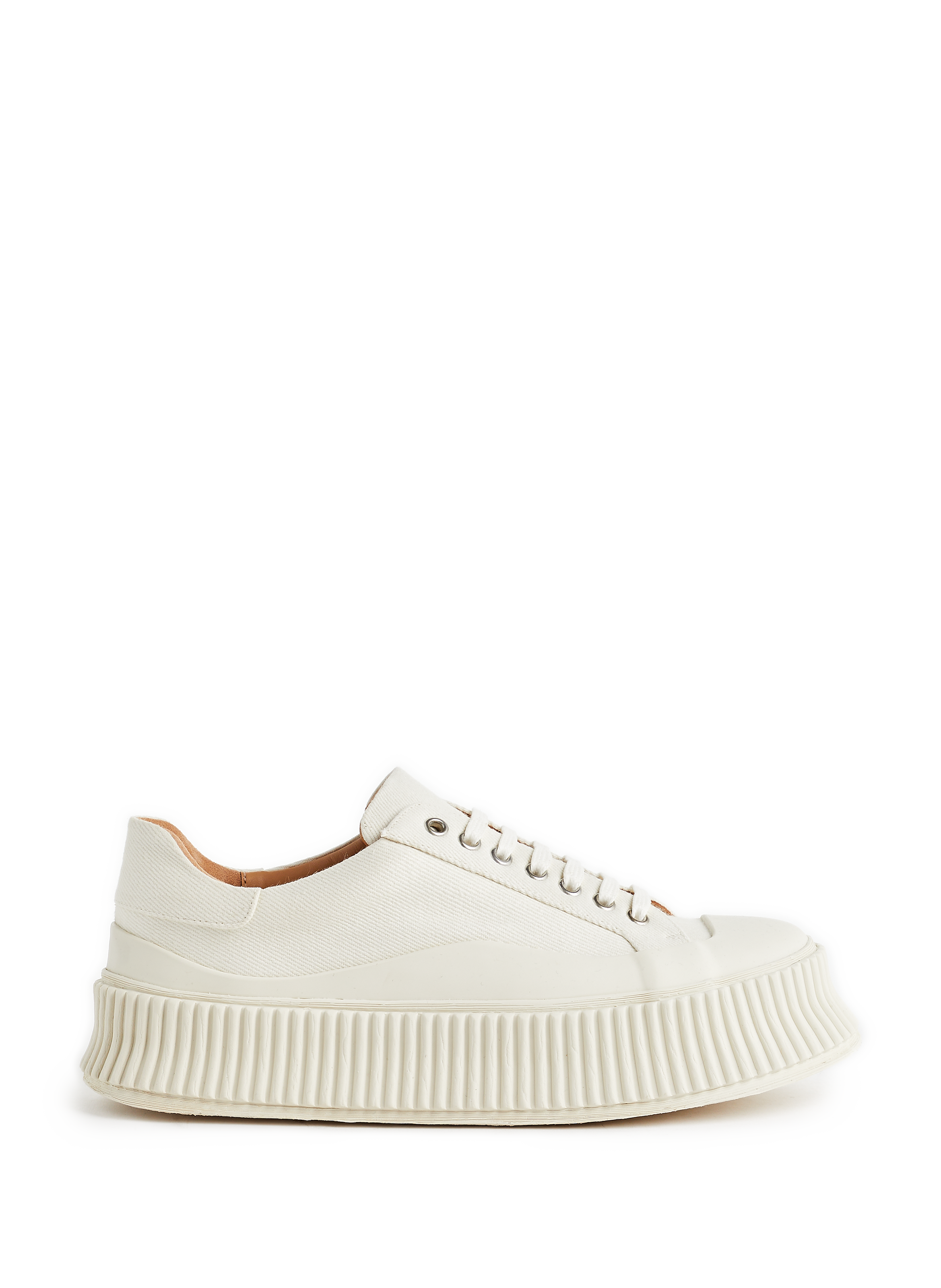 JIL SANDER Baskets en cuir et coton Beige