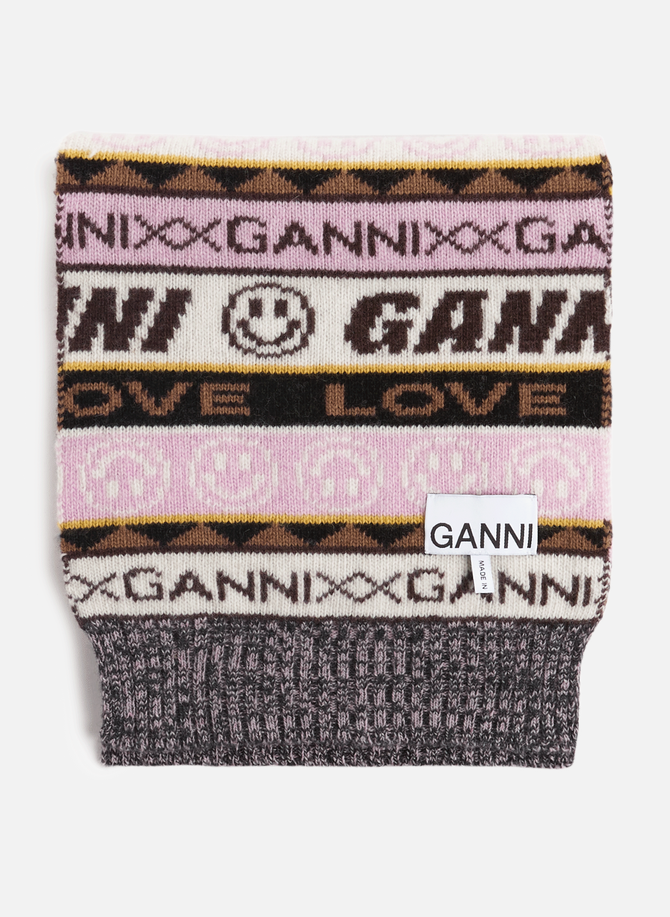 GANNI Logo-Schal aus Wollmischung