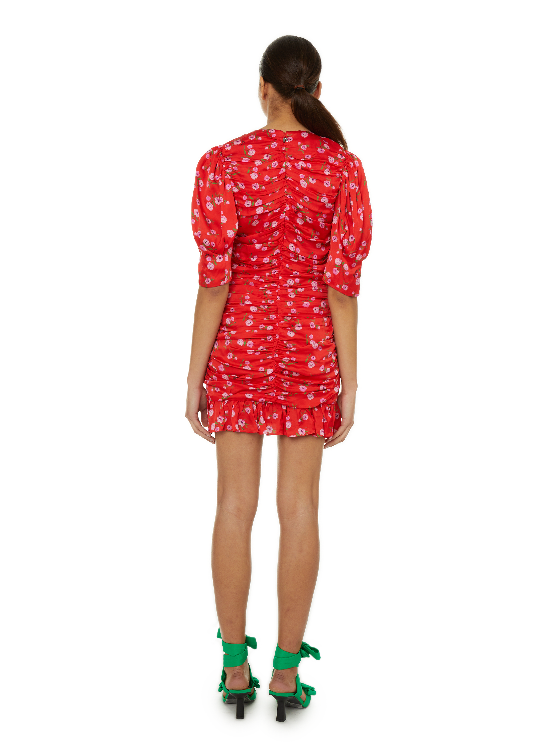 Robe courte à fleurs  ROTATE Rouge