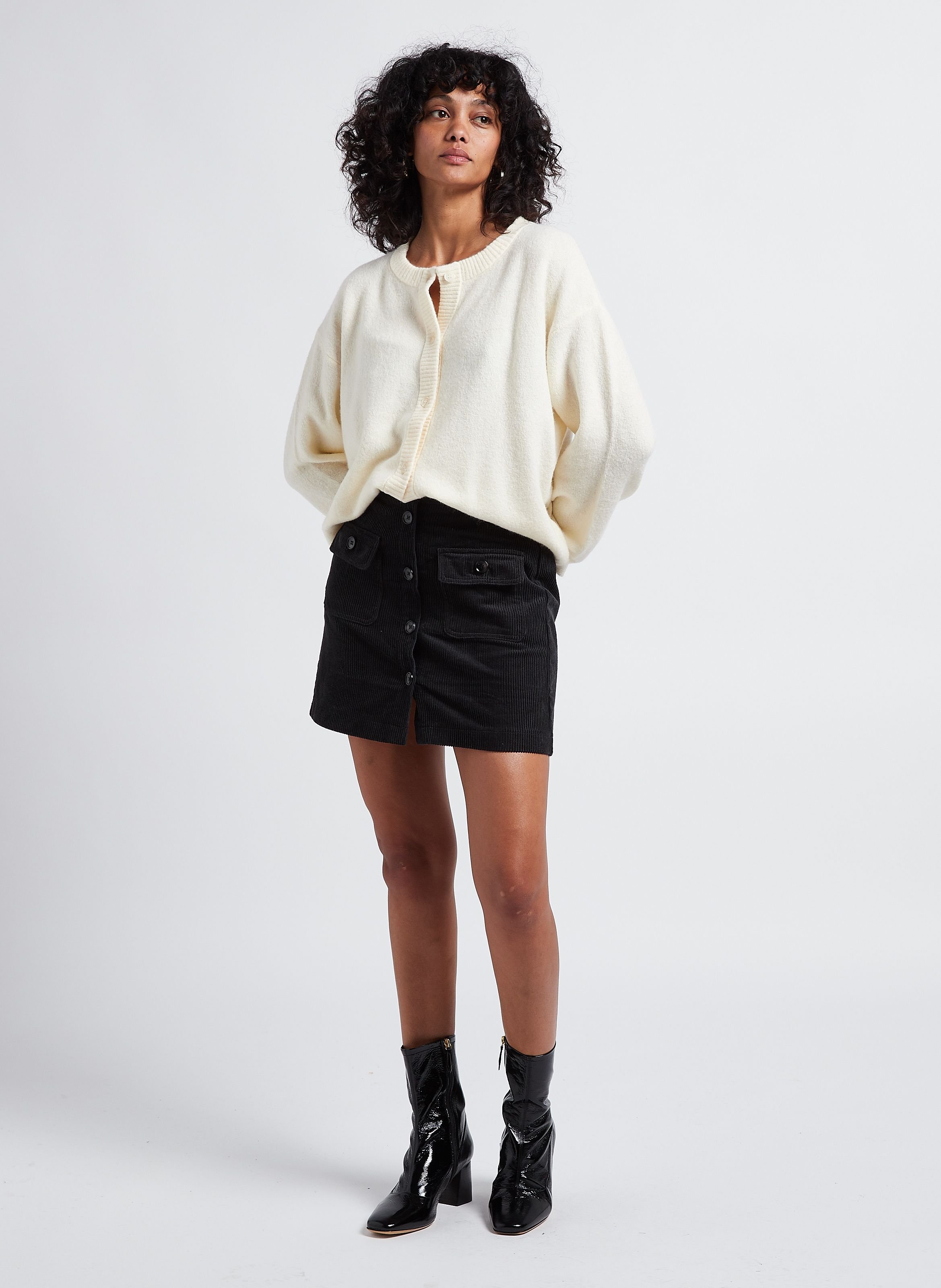 Gilet oversize col rond boutonné damsville AMERICAN VINTAGE Beige