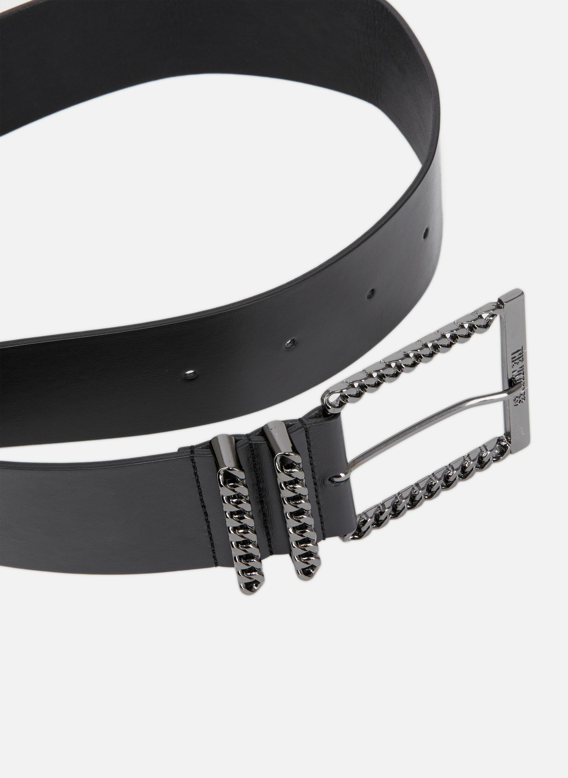 Ceinture en cuir avec boucle chaîne THE KOOPLES Noir