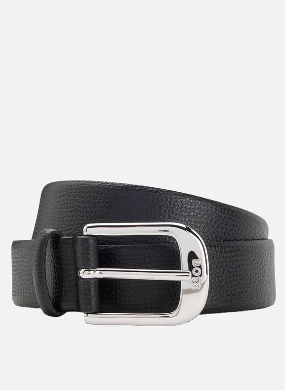 Ceinture à boucle en cuir grainé Noir by BOSS BOSS Ceinture à boucle en cuir grainé Noir