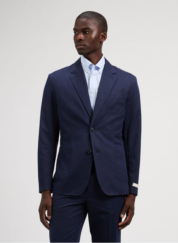 Veste de costume slim en coton et lin Bleu by GANT GANT Veste de costume slim en coton et lin Bleu