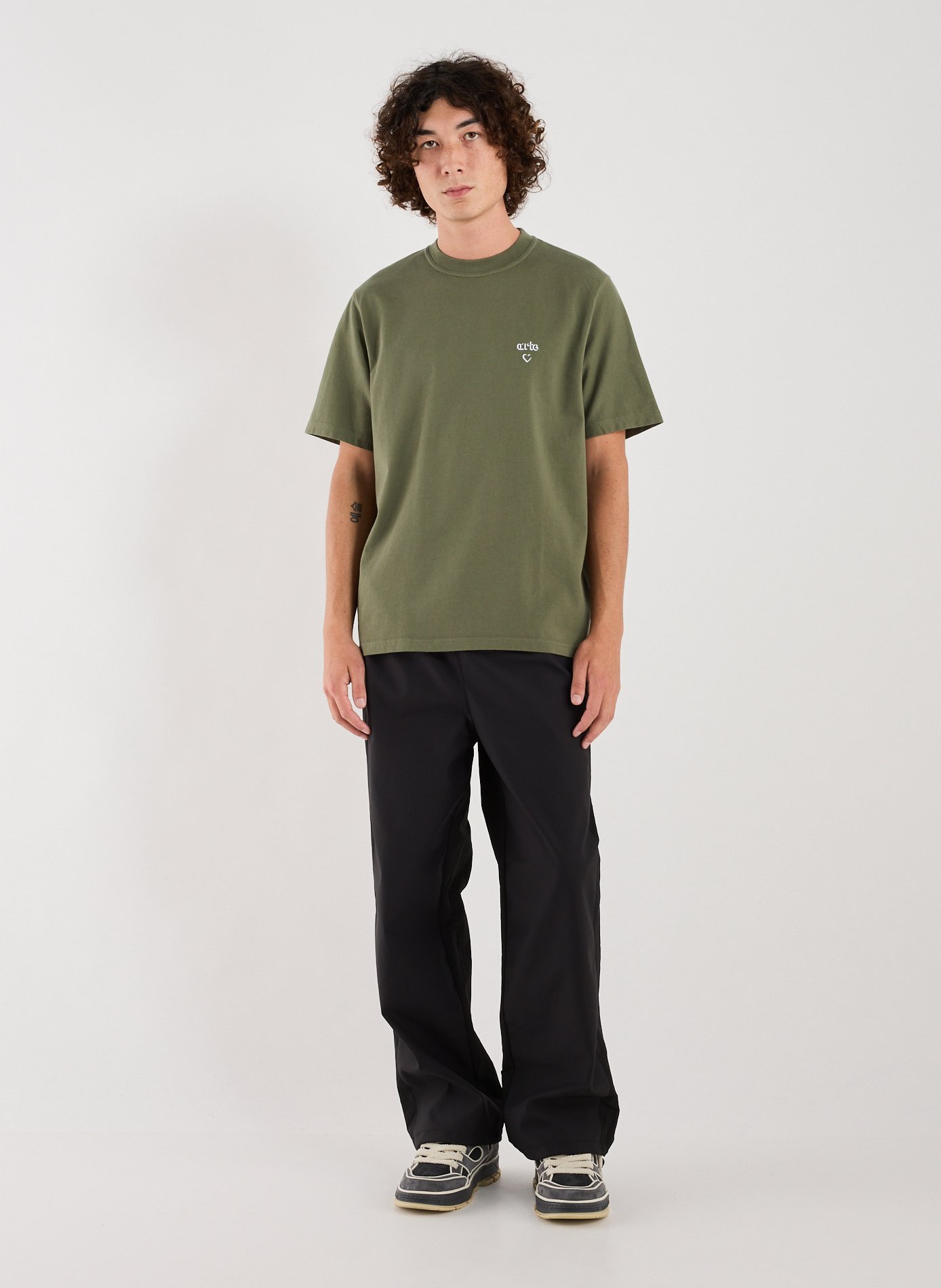 Straight embroidered cotton t-shirt ARTE ANTWERP Khaki