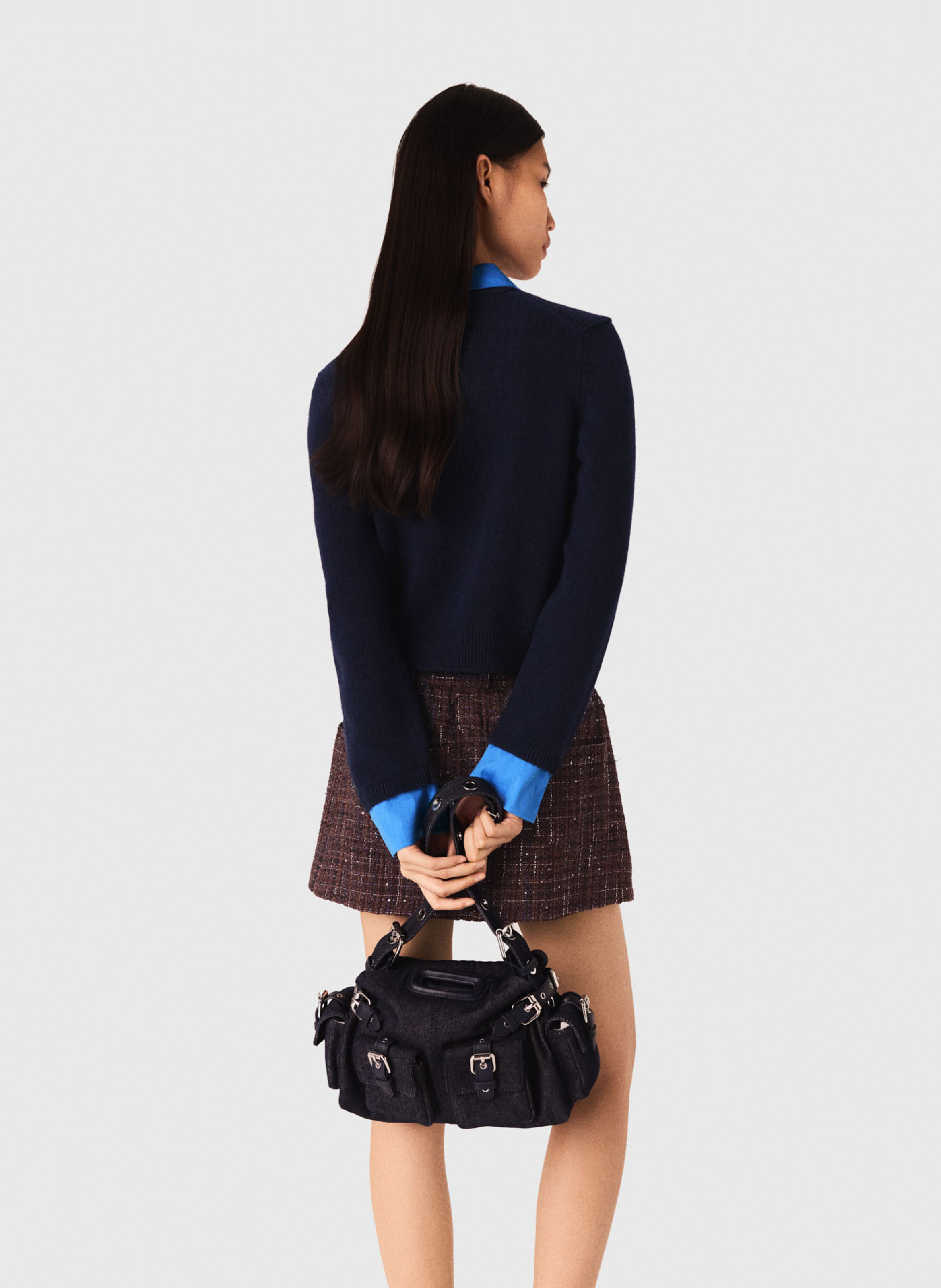 Cardigan en laine avec détails amovibles Bleu