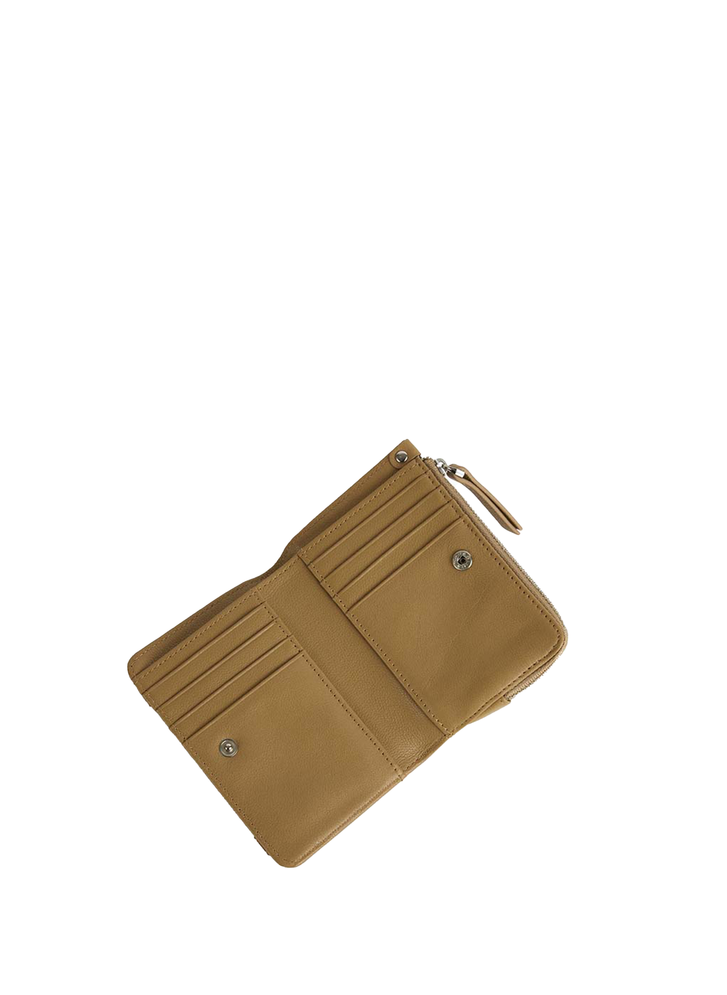 Compact leather wallet NAT & NIN Beige