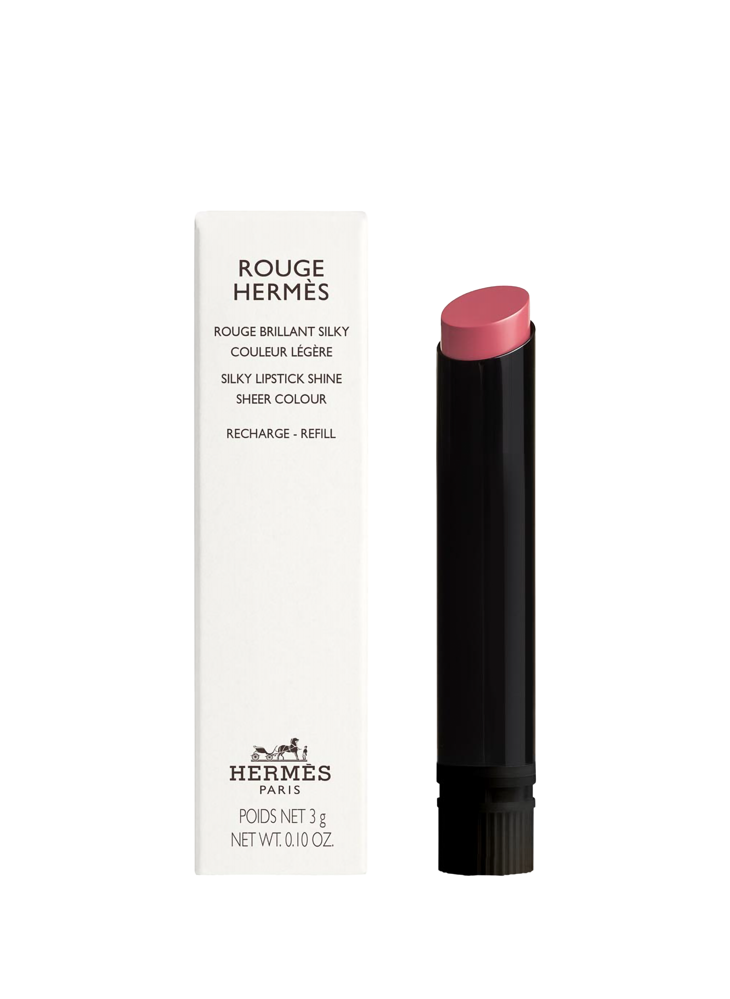 HERMÈS Rouge Hermès, recharge Rouge Brillant Silky Rose boisé