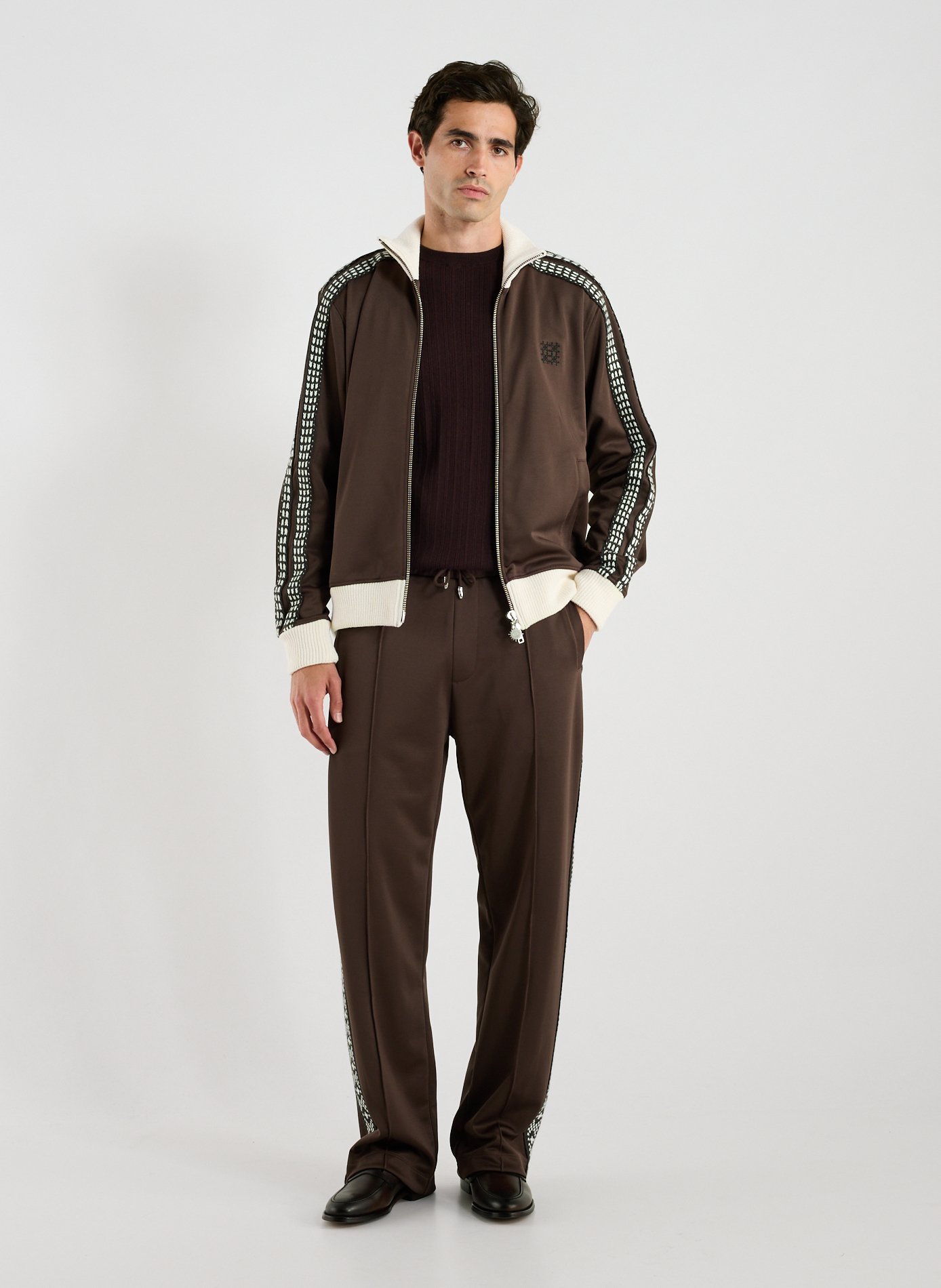 Two-material vest in cotton and wool CALEB Brown