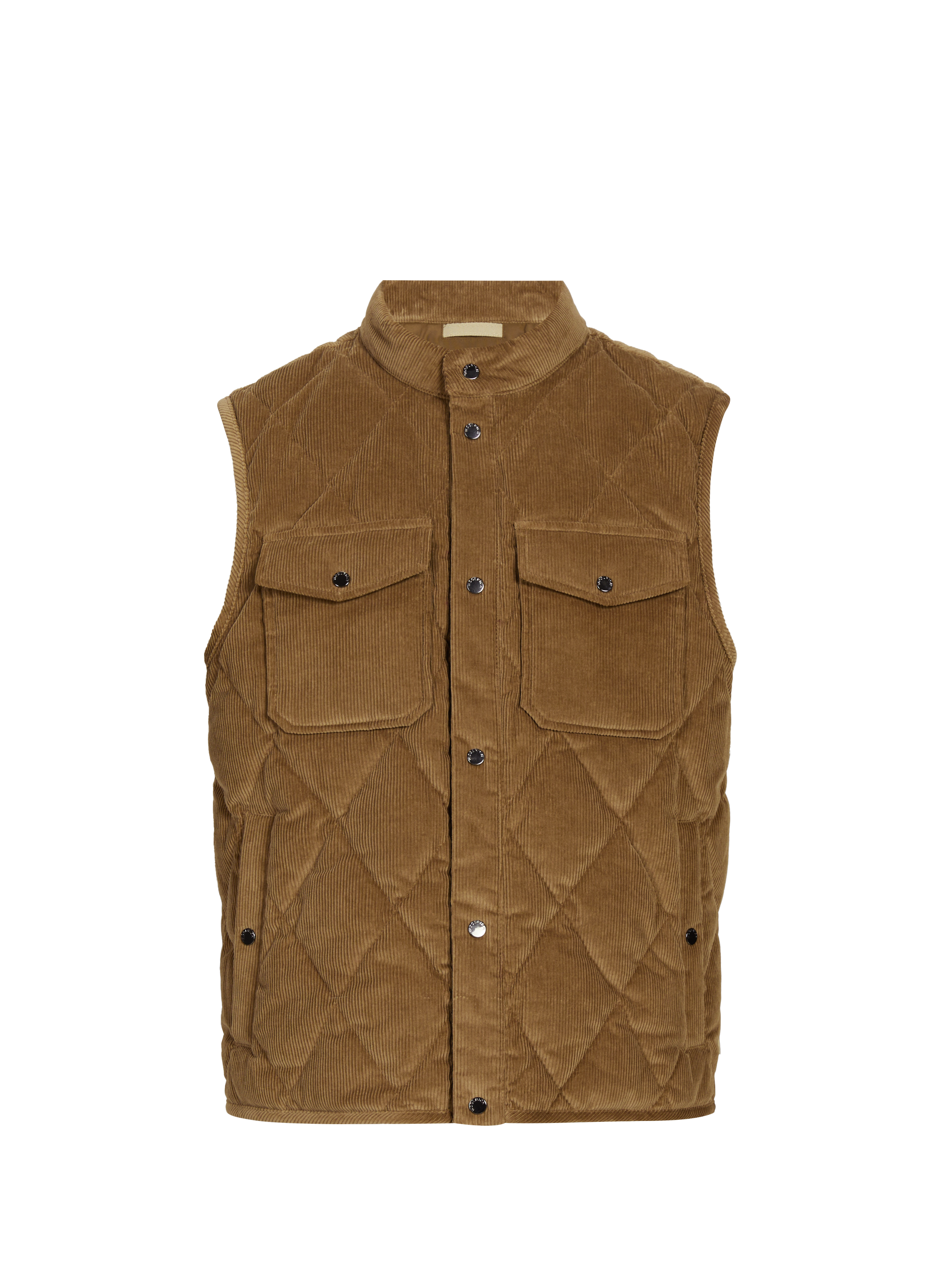 Sleeveless round neck cotton jacket WOOLRICH Brown