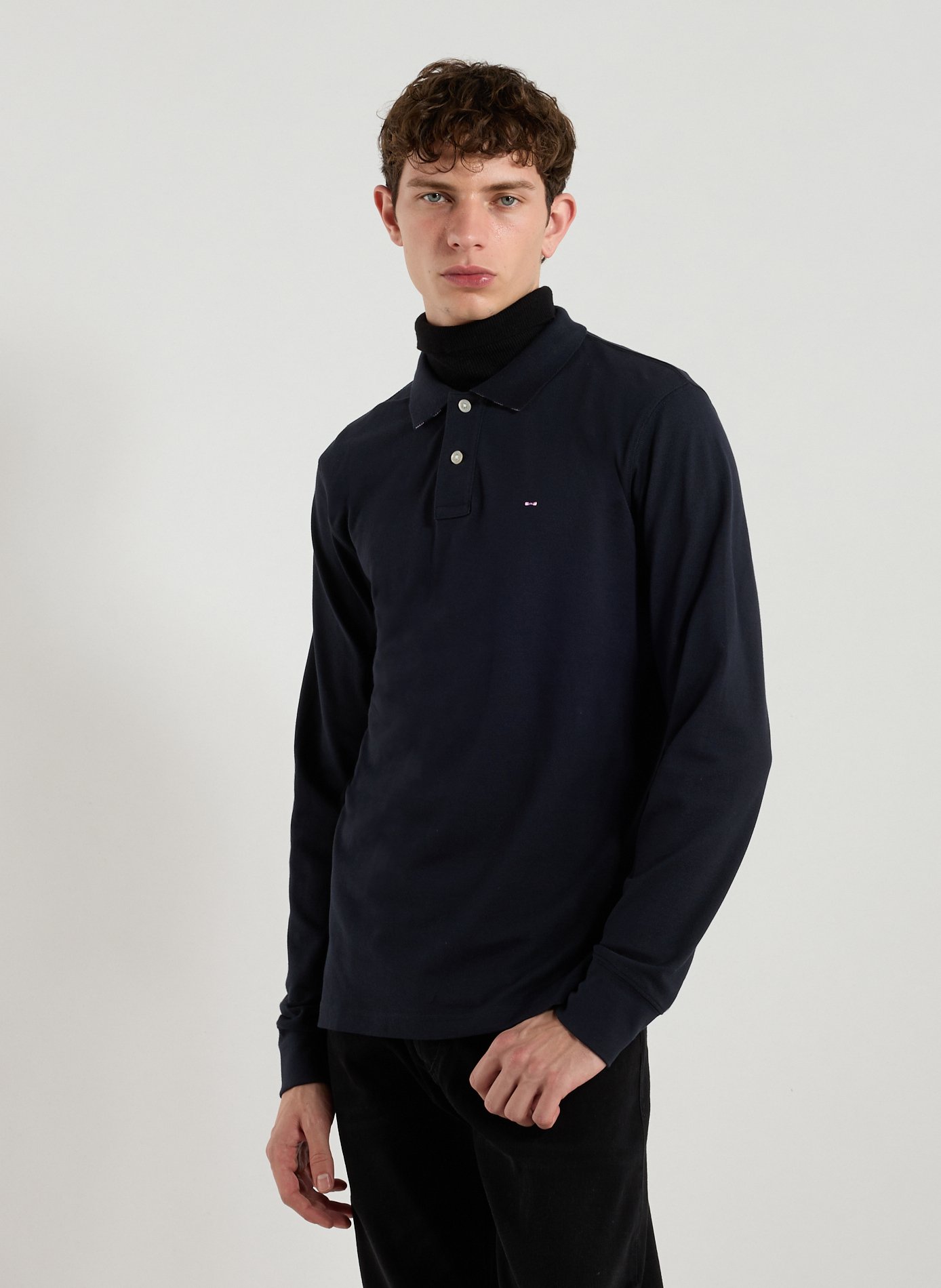 EDEN PARK Polo manches longues en coton Bleu