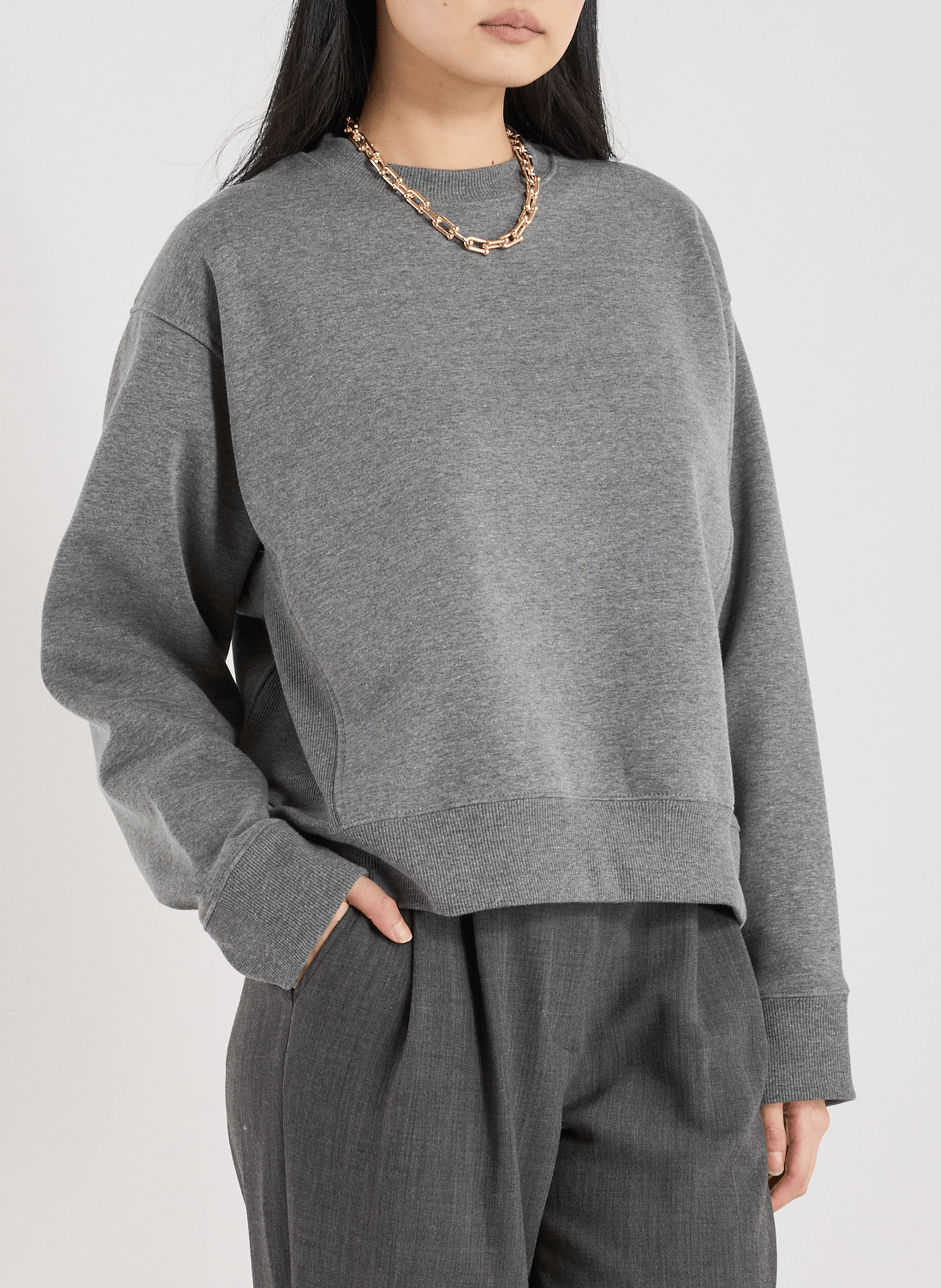 TOPSHOP Oversized round neck sweater Grey